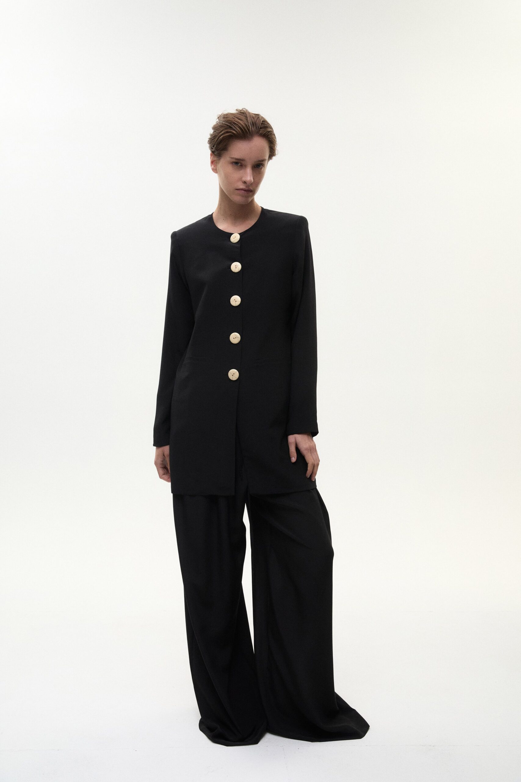 black relaxed jacket and pants