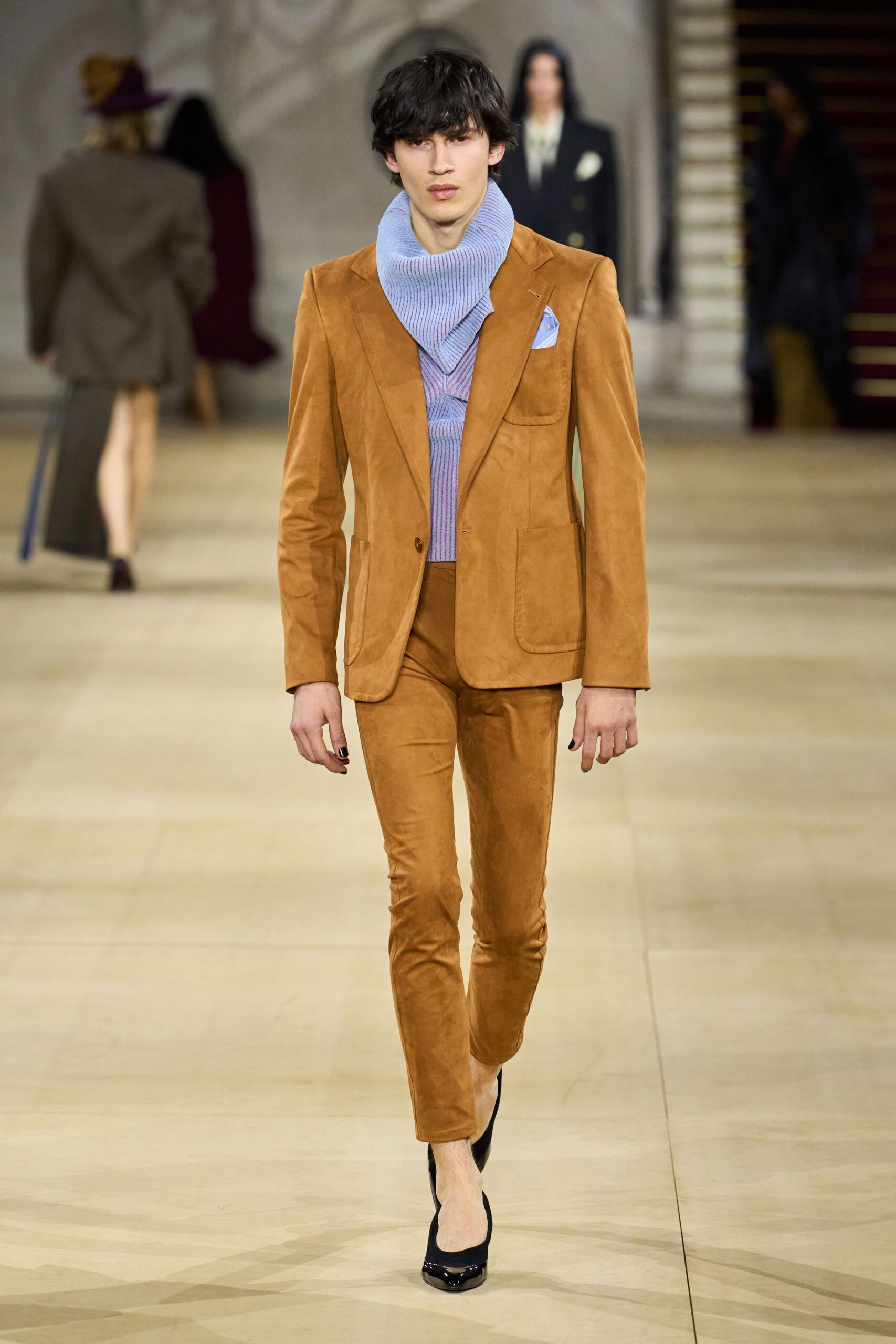 brown velvet tailored suit