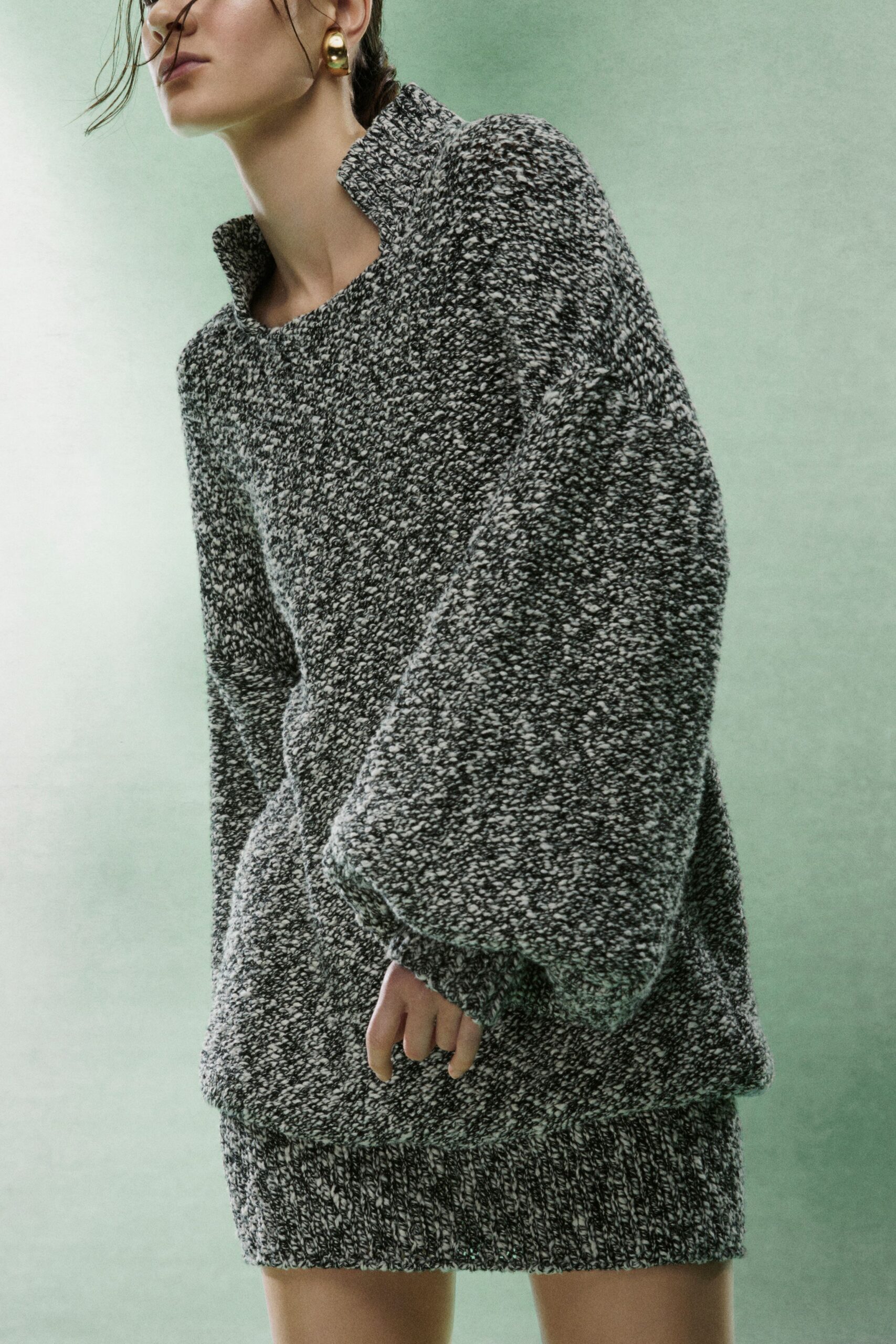 black and white textured sweater