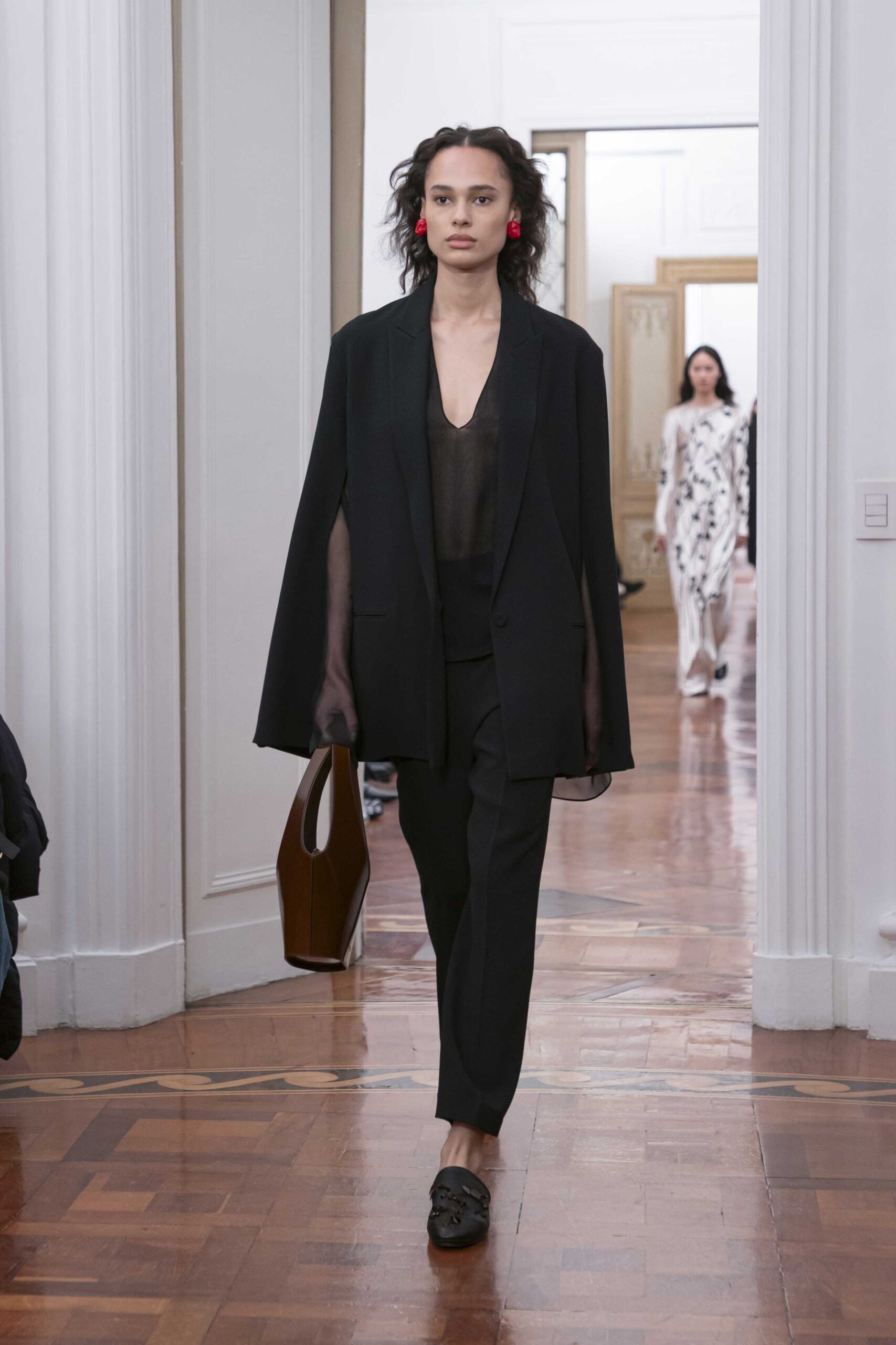 black blazer and tailored pants