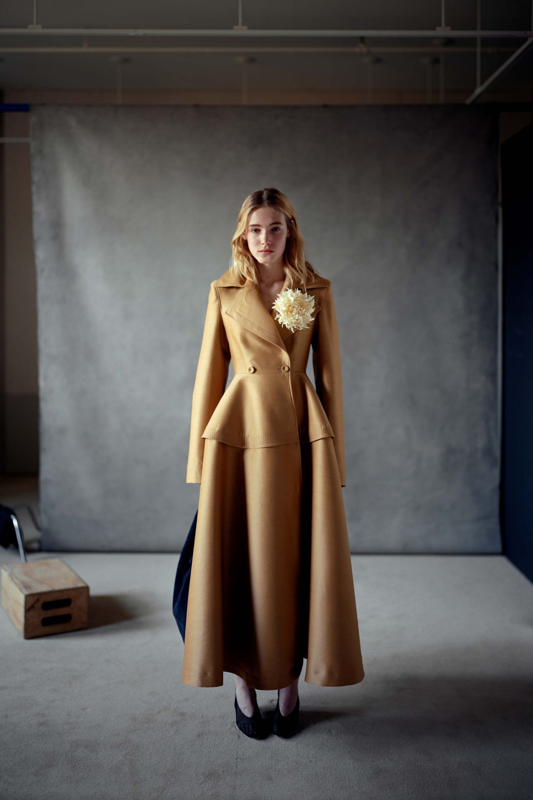 brown leather structured coat