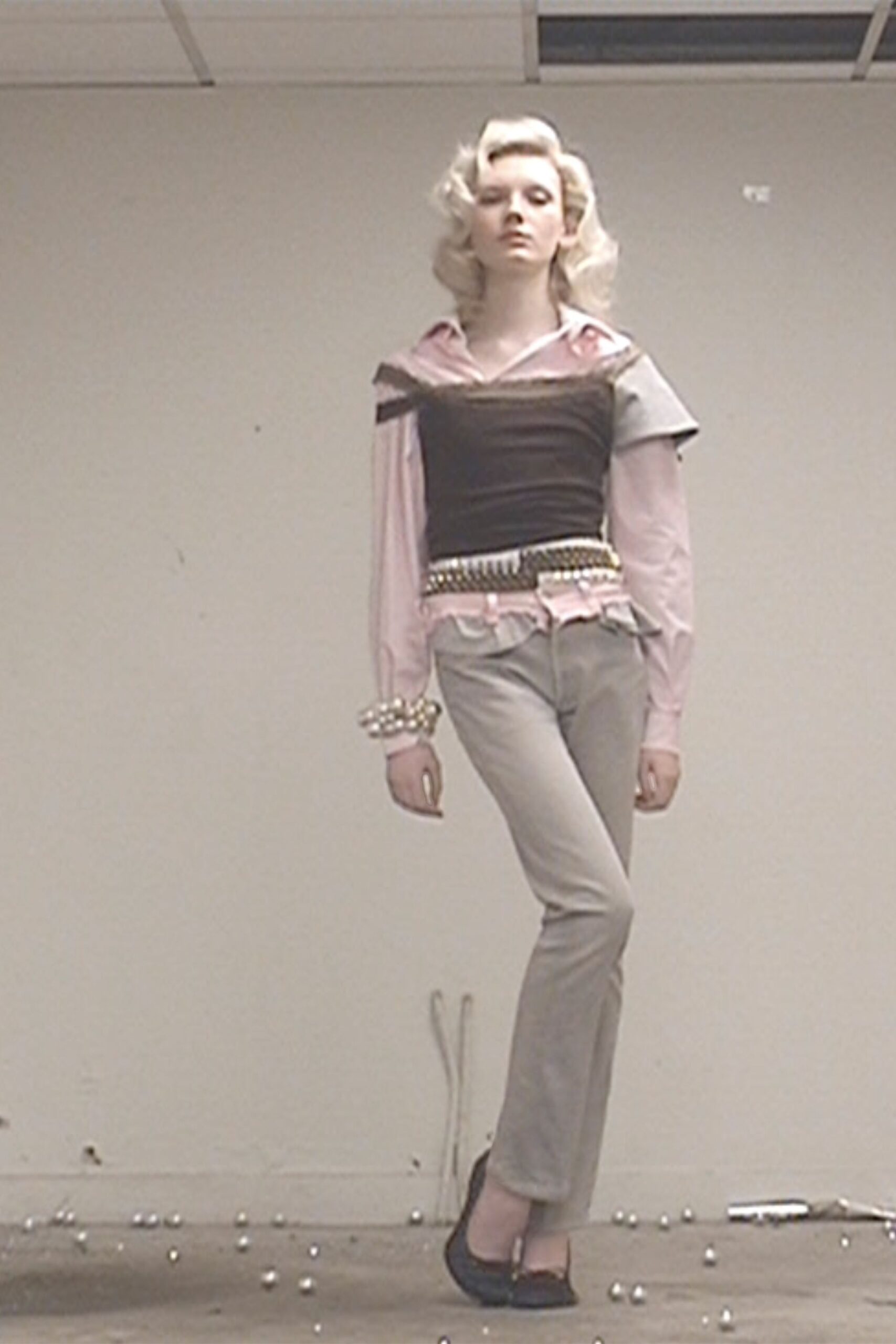 gray spiked belt