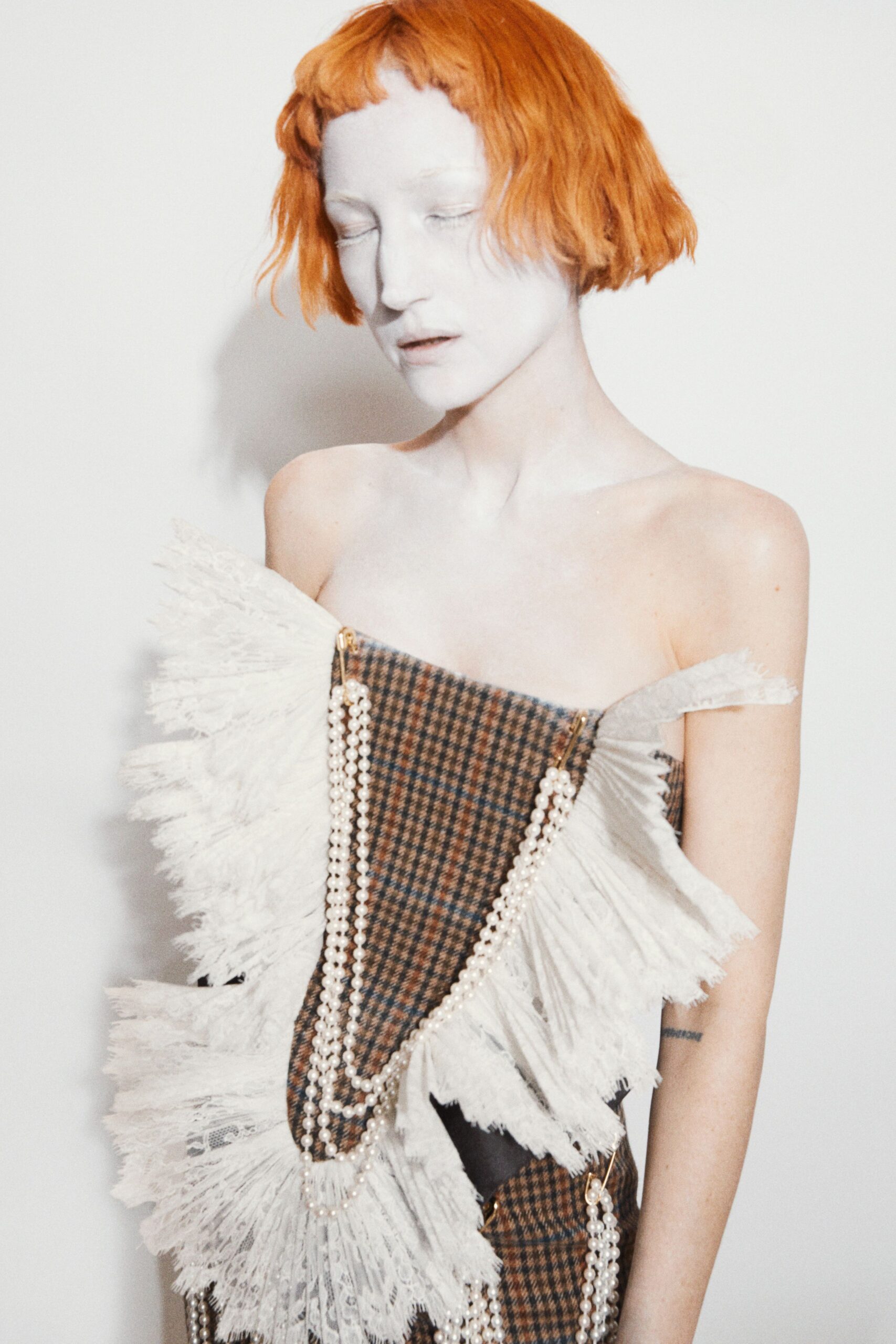 brown and white pleated dress
