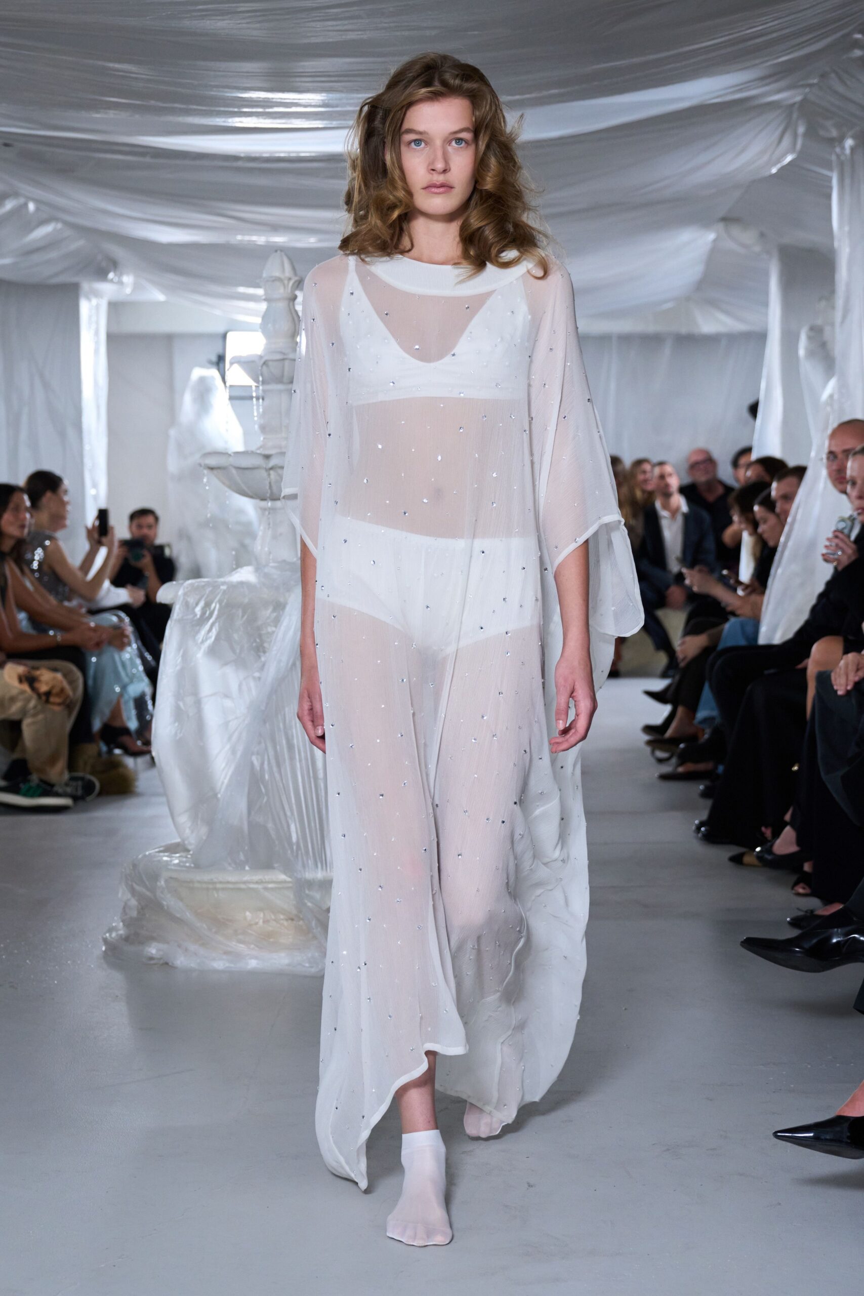 sheer white embellished dress