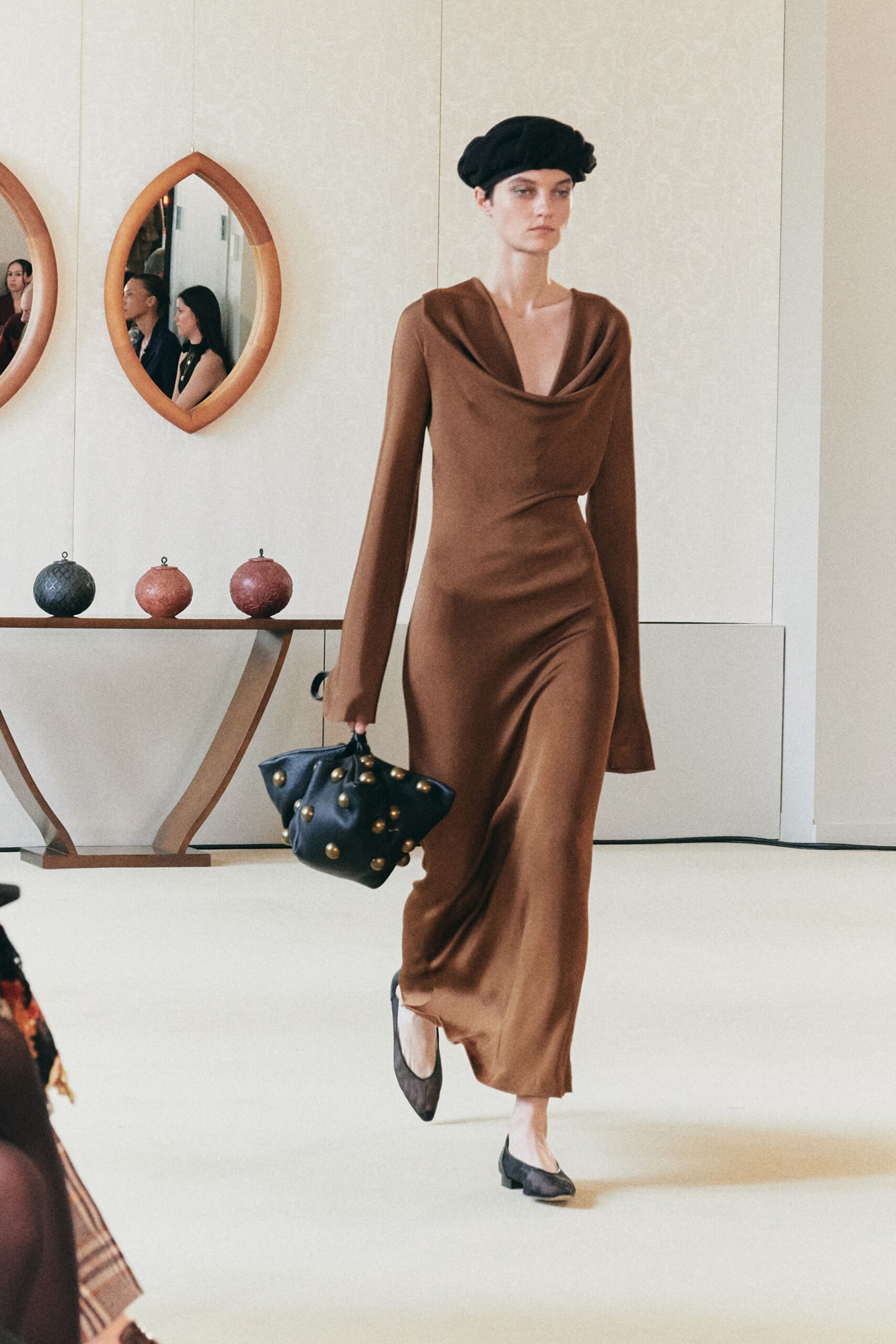 brown silk maxi dress
