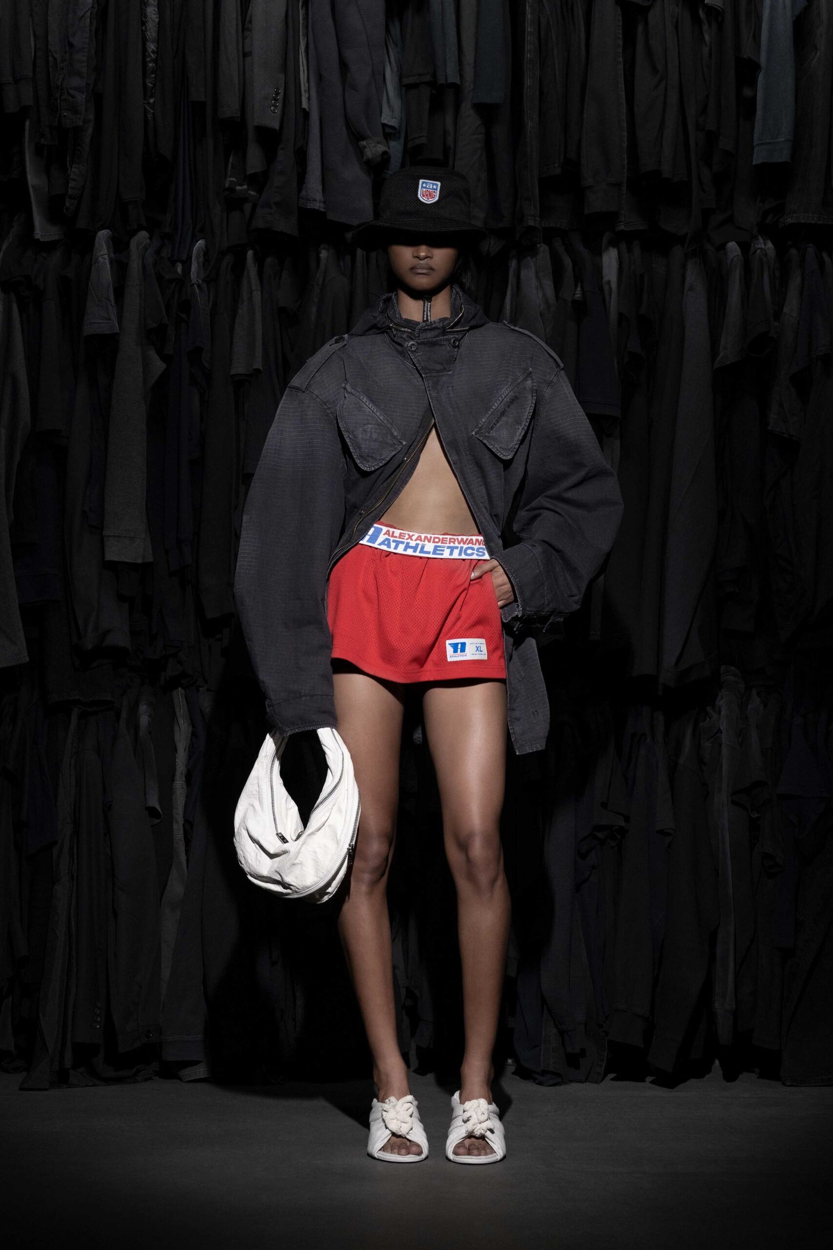 black denim long-sleeve collared oversized jacket