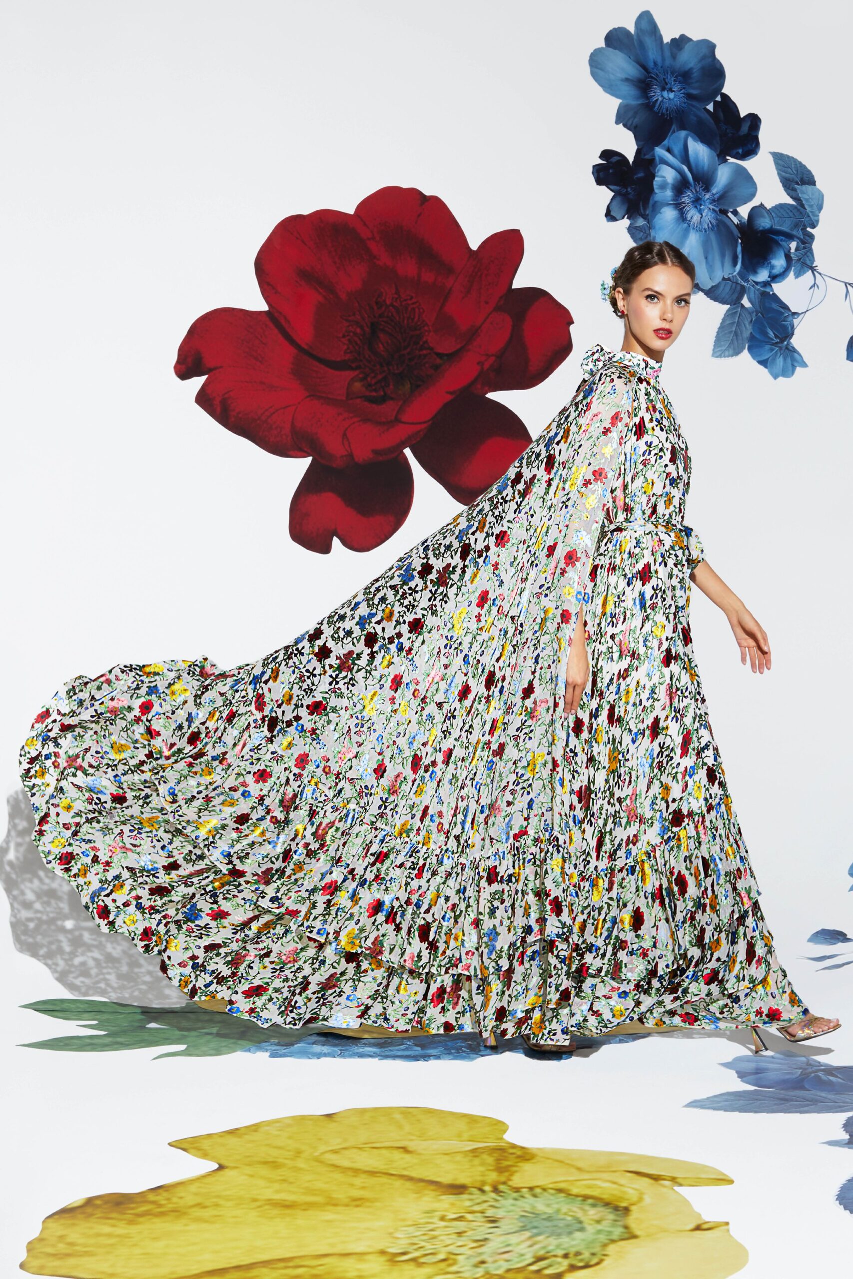 multi-colored flowing gown