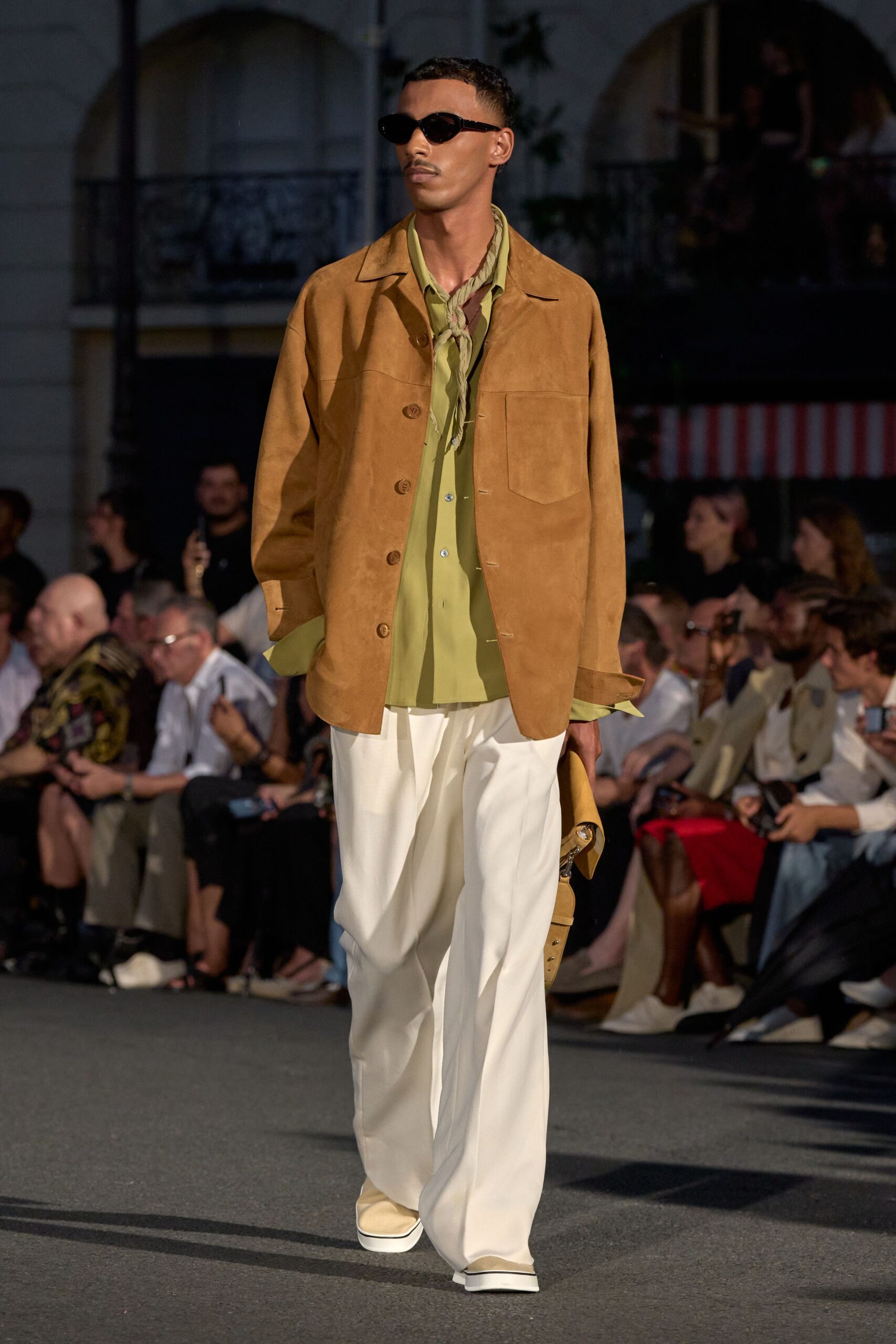 brown suede long-sleeve collared oversized buttoned pockets jacket