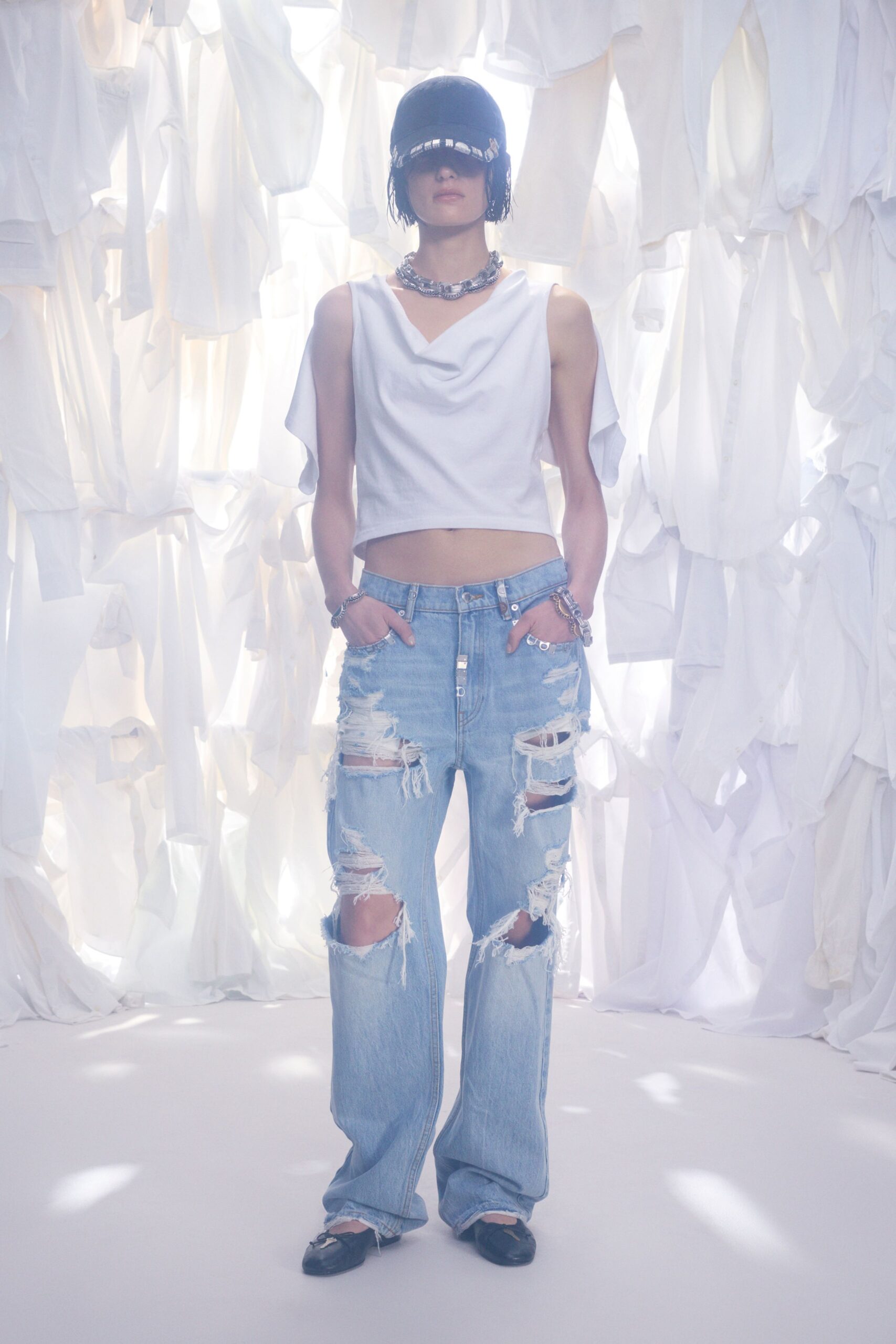 blue denim relaxed distressed jeans