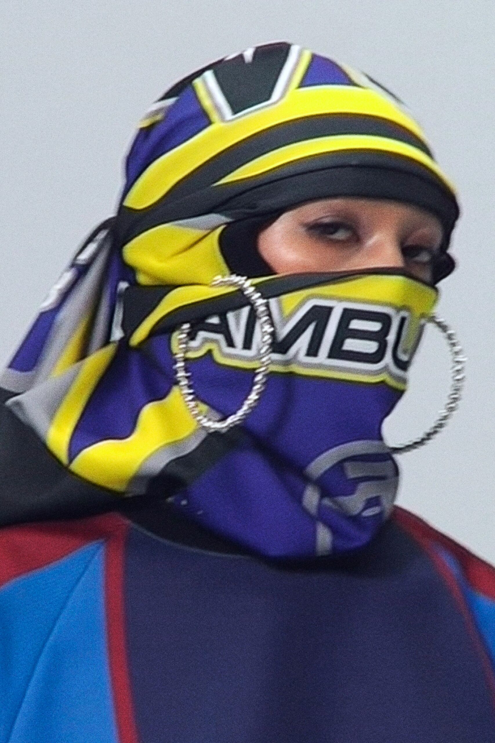 color-blocked hoodie with scarf