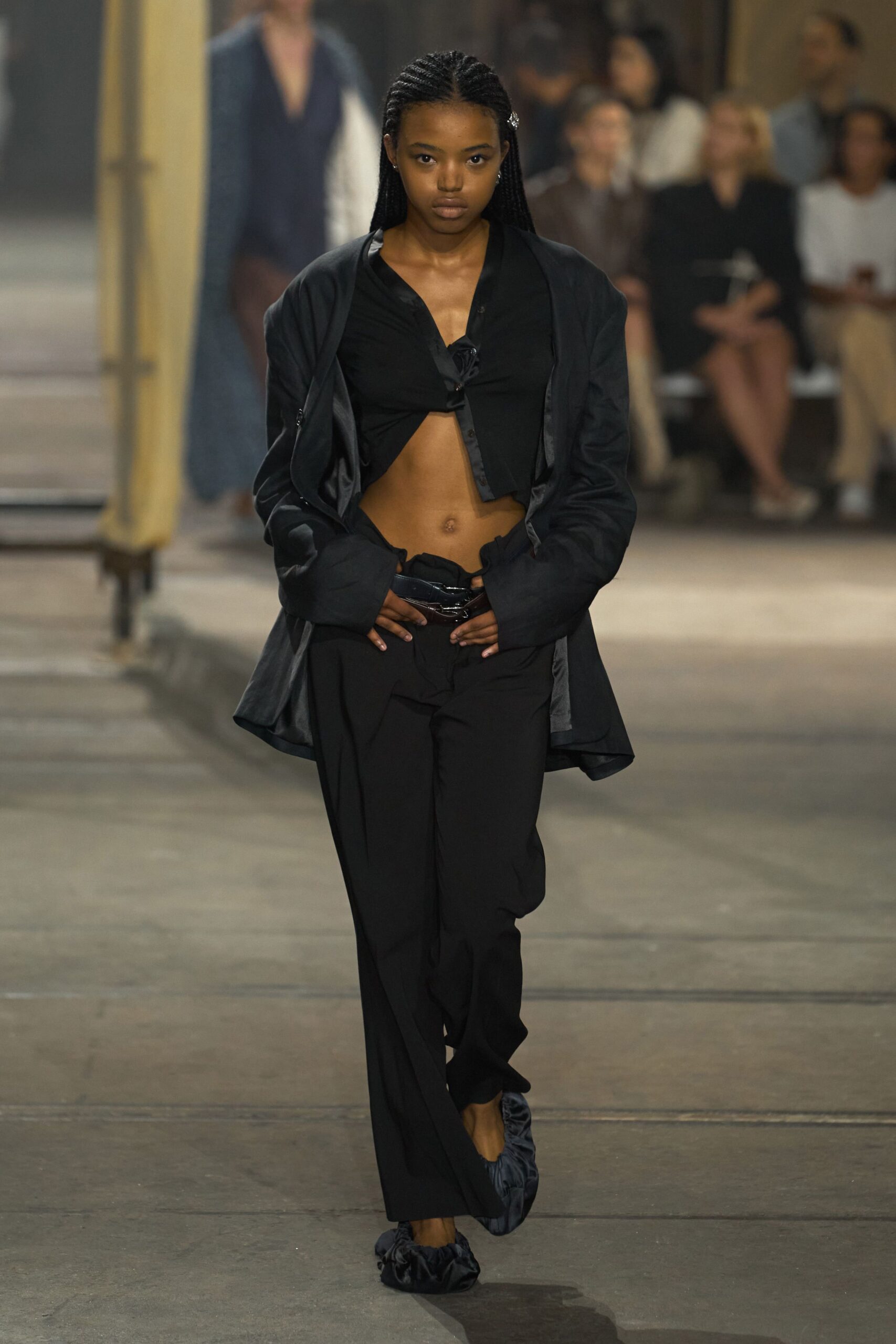 black relaxed jacket with fitted top