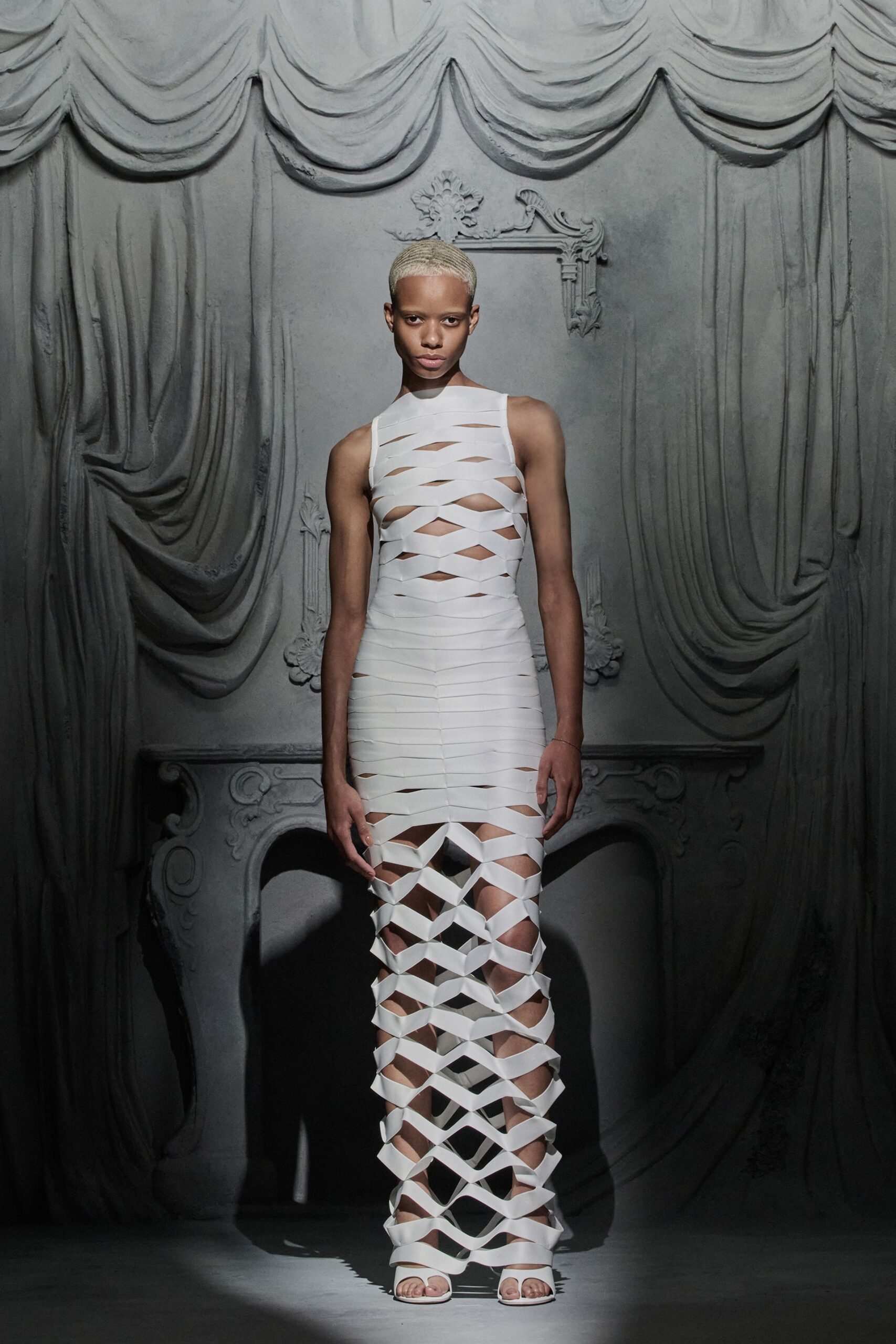 white cutout maxi dress