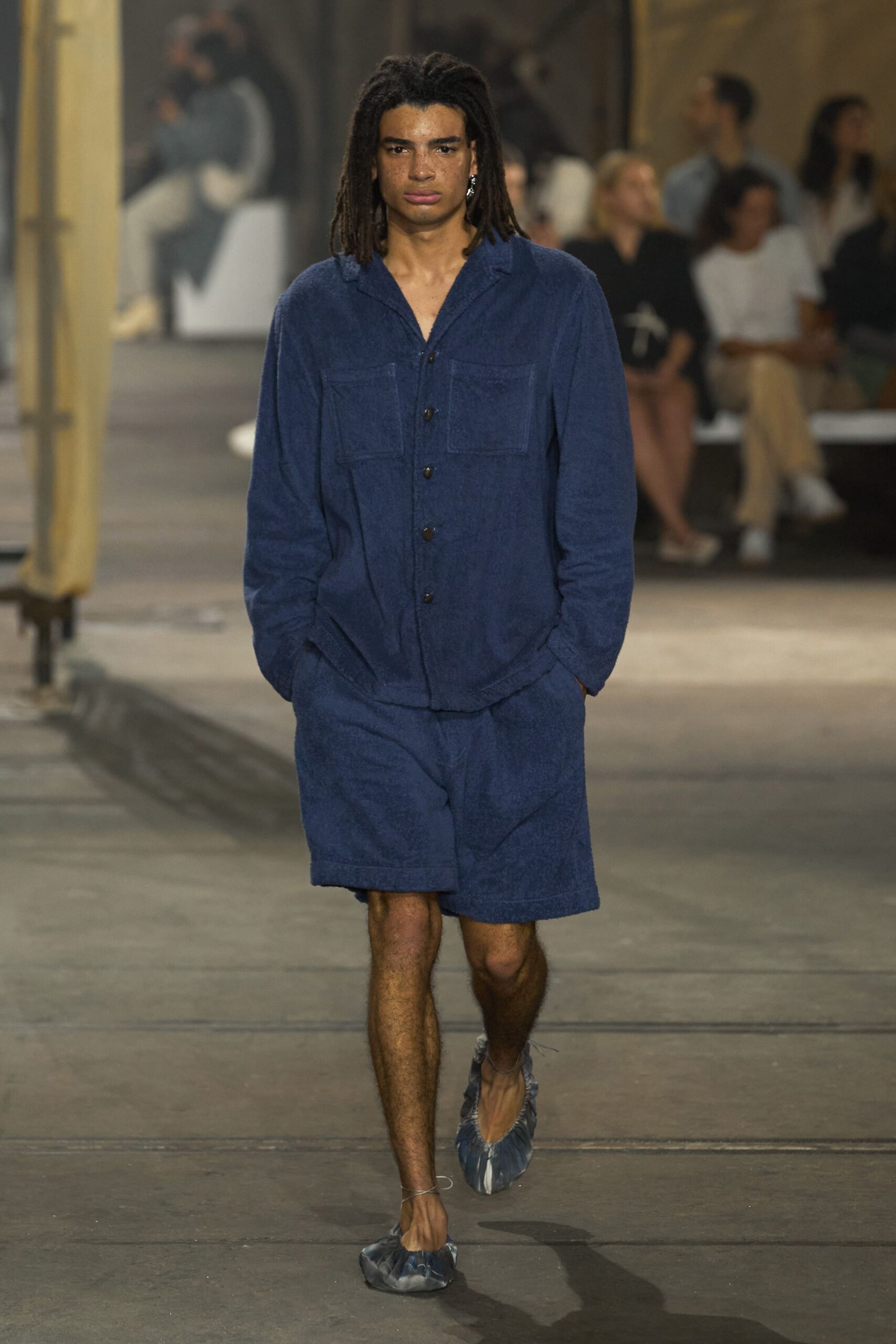 blue relaxed shirt and shorts