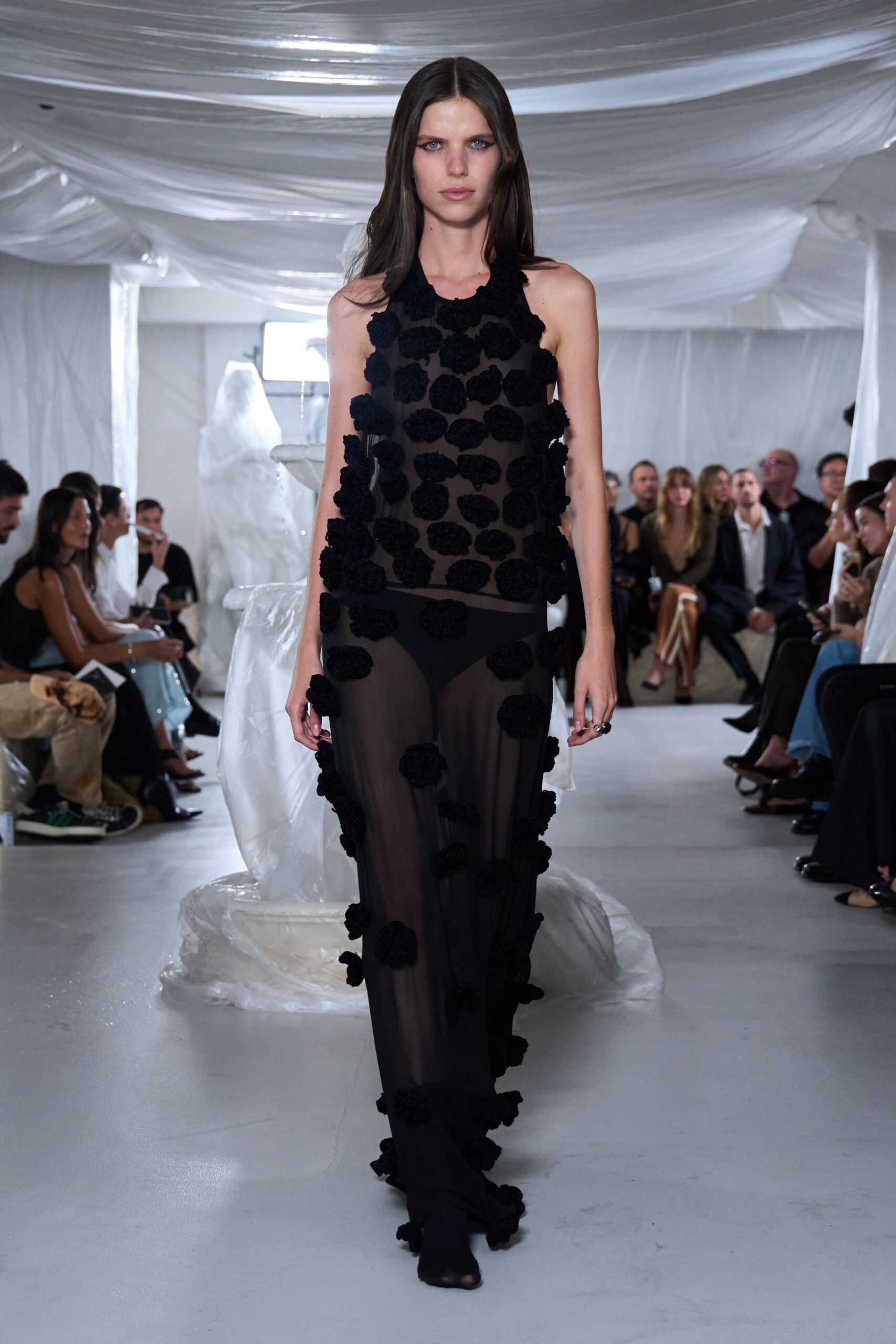 black sheer embellished gown