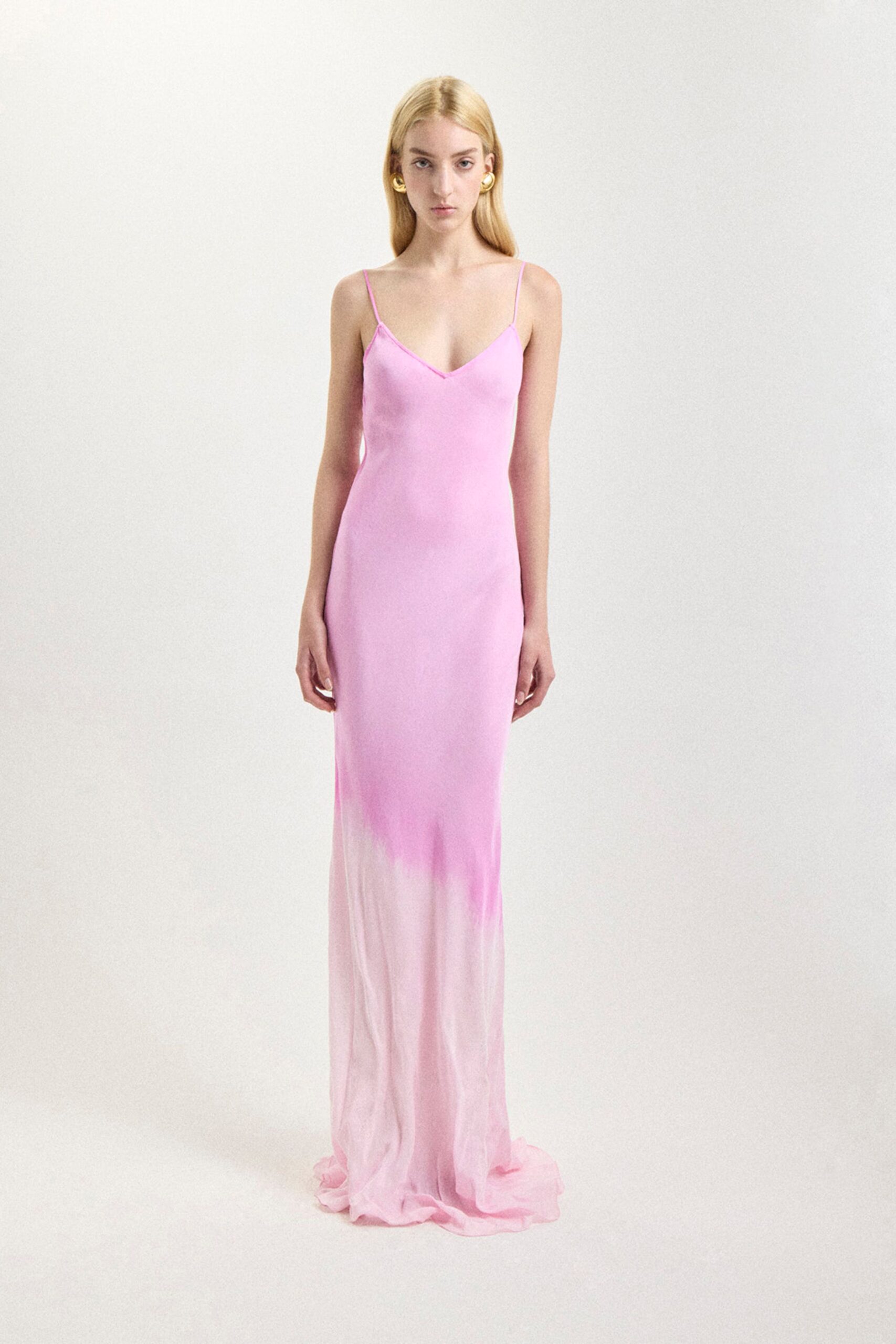 pink ombre silk gown