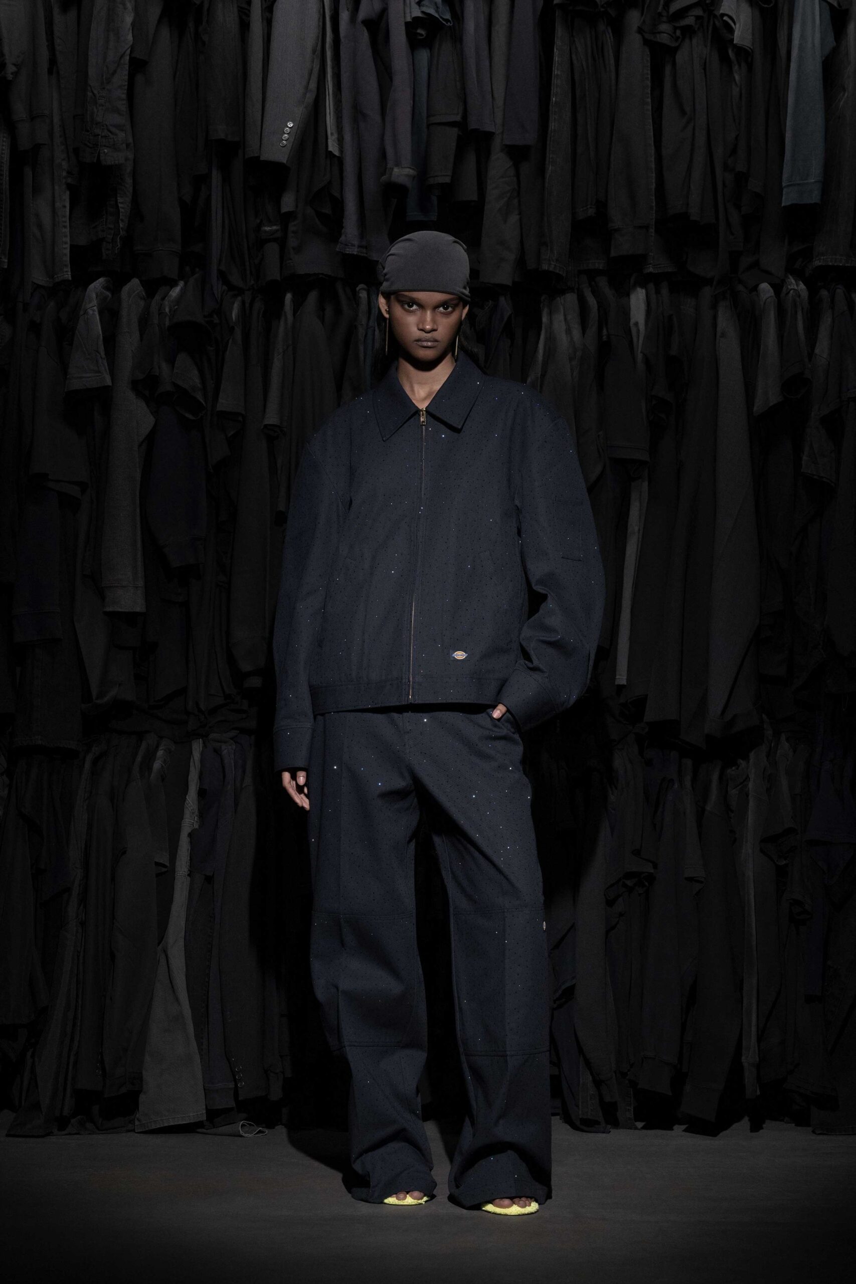 black denim jacket and pants