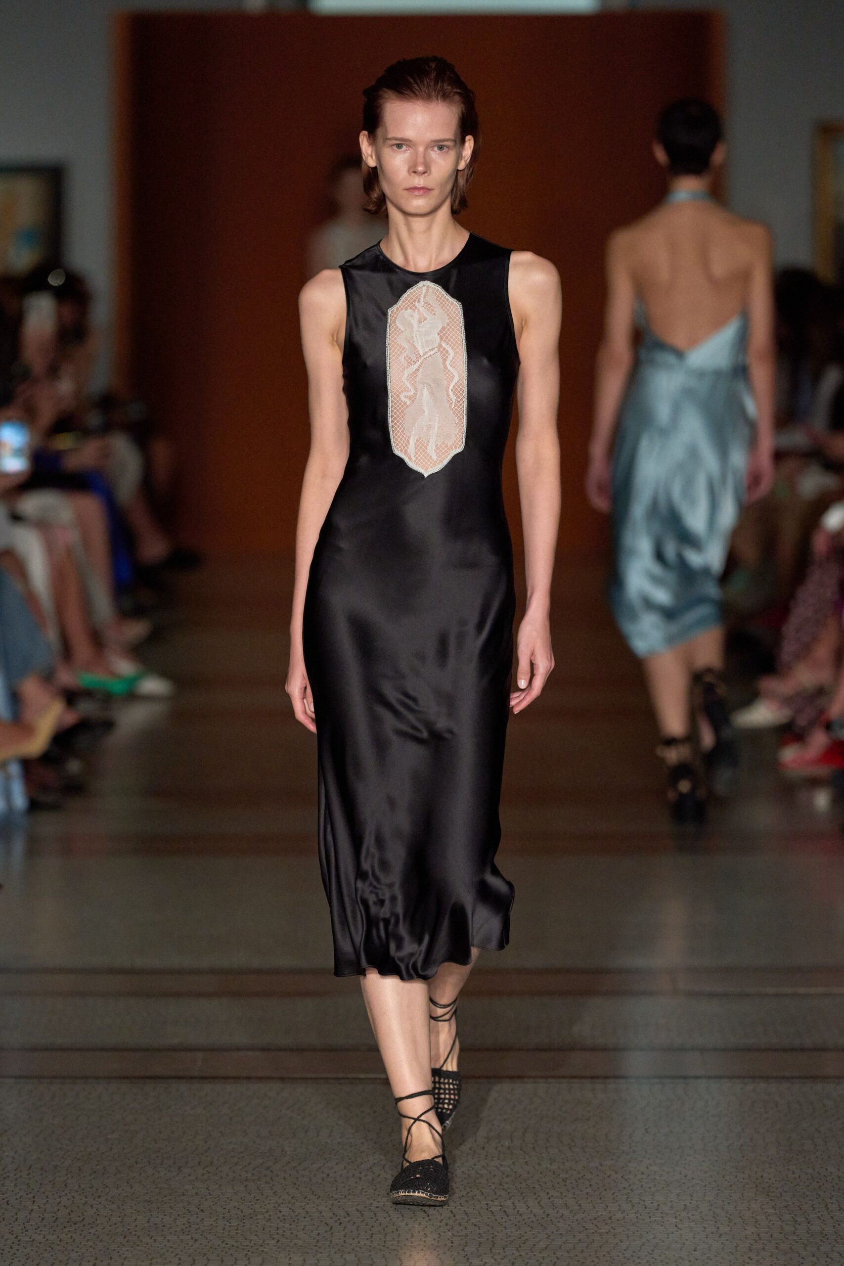 black silk sleeveless dress