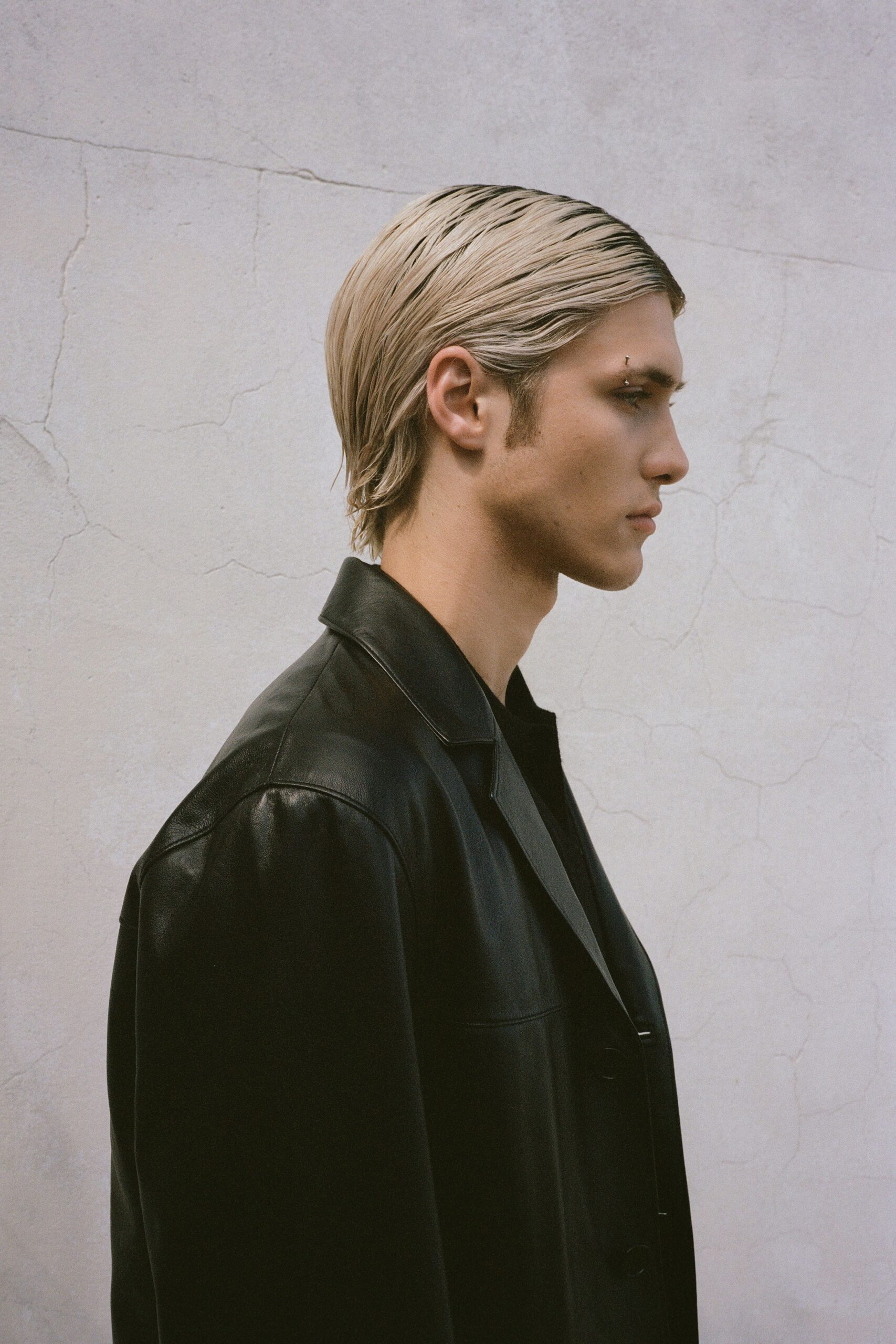 black leather jacket and top