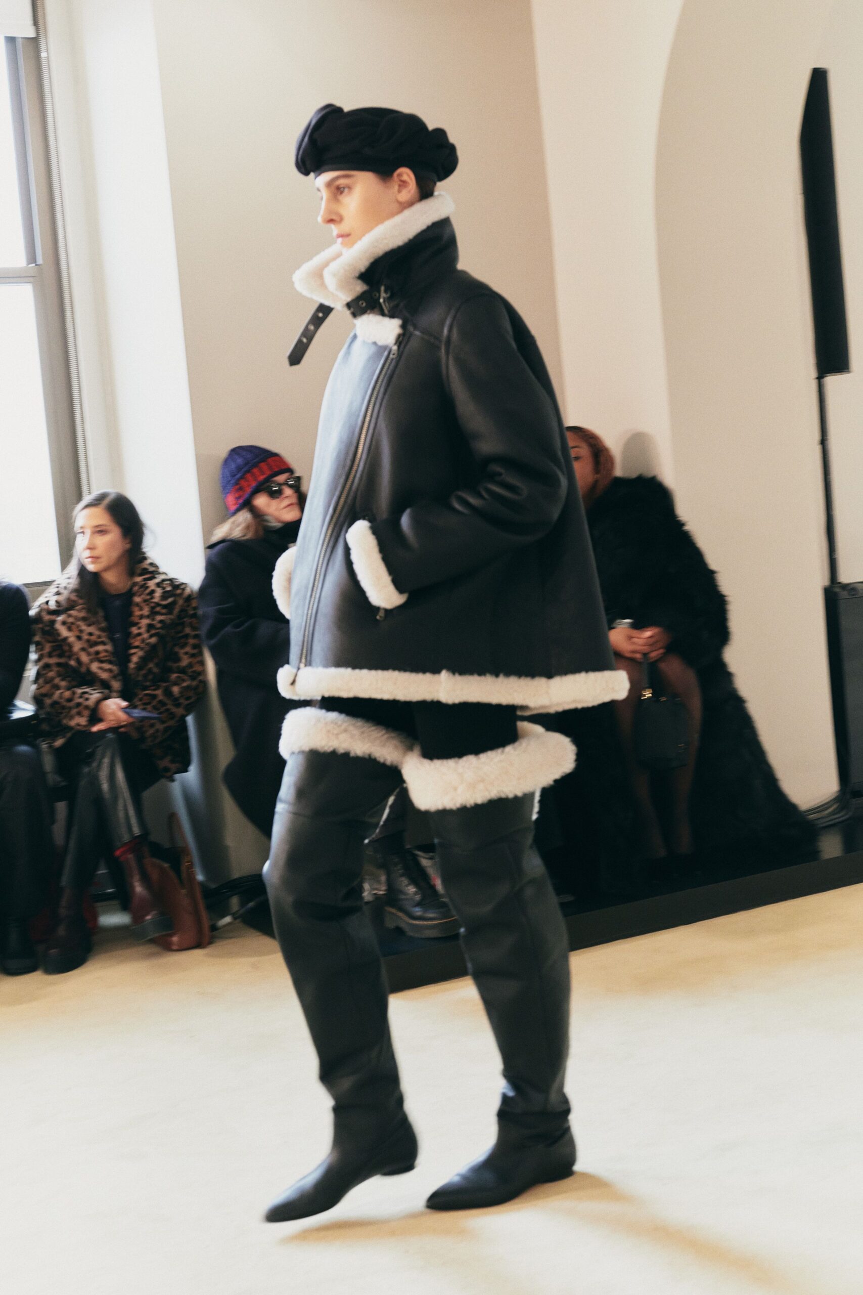 black leather coat and pants