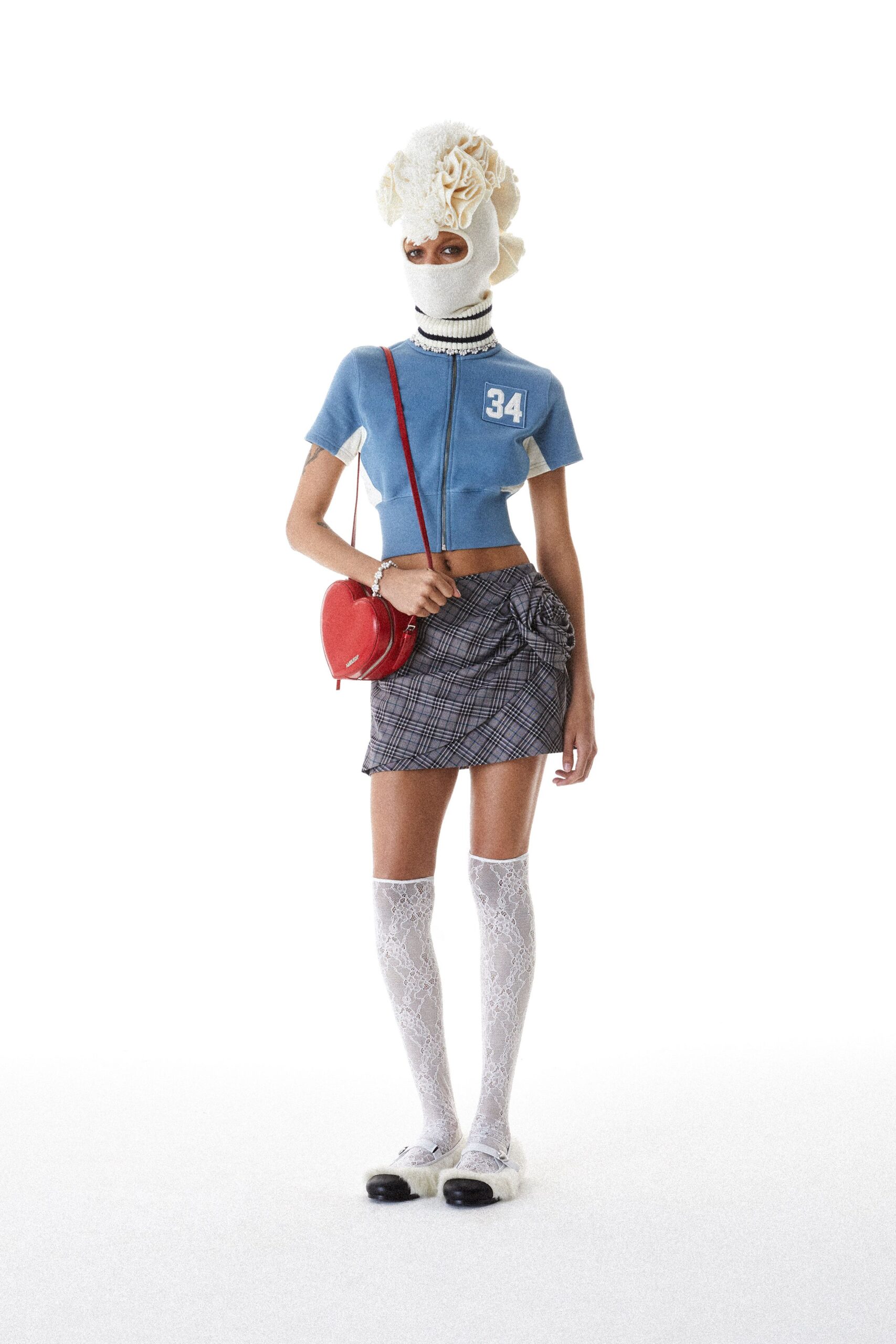 blue cotton short-sleeve collared fitted buttoned top