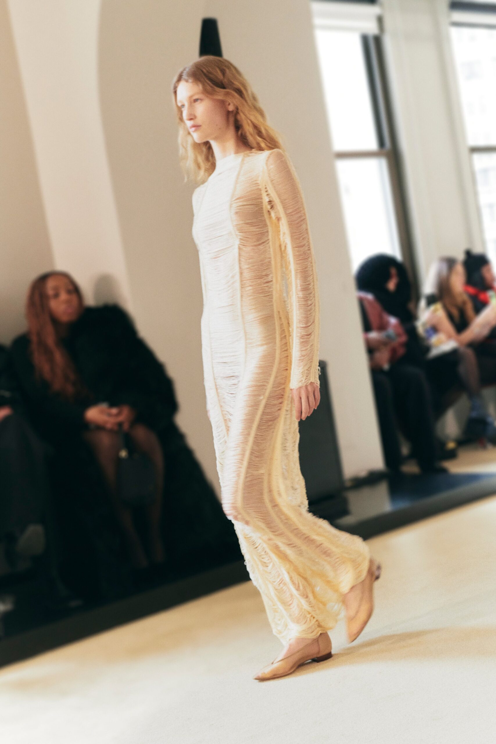 ivory silk fitted gown