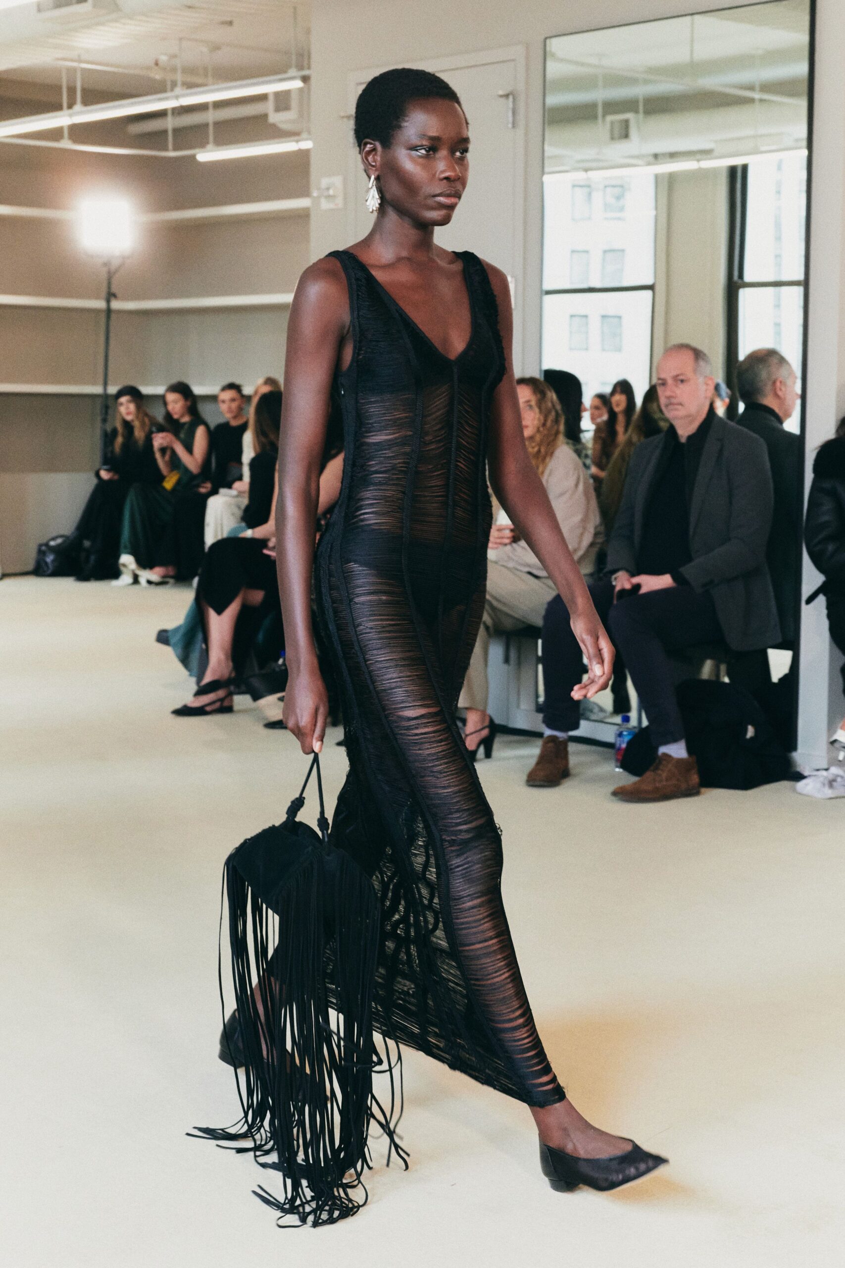 black lace sleeveless v-neck fitted draped dress