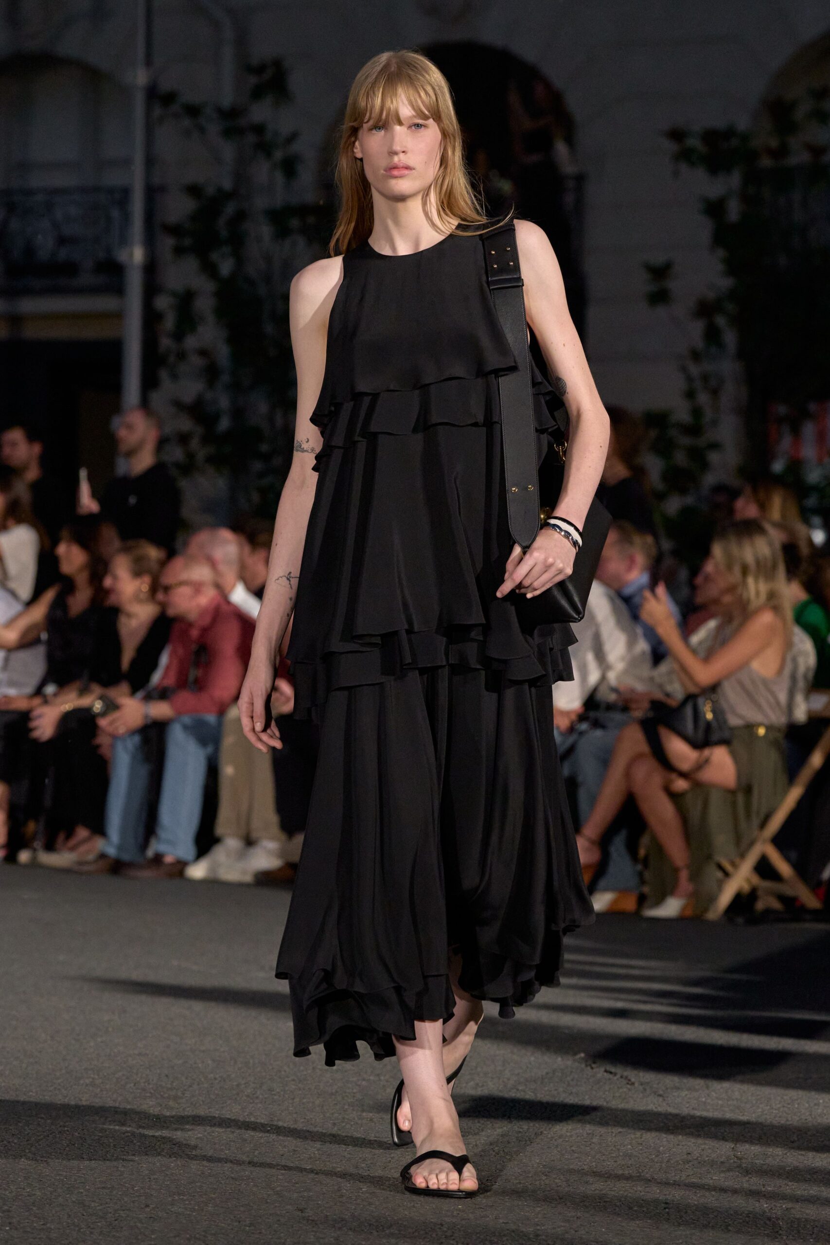 black leather slim sandals
