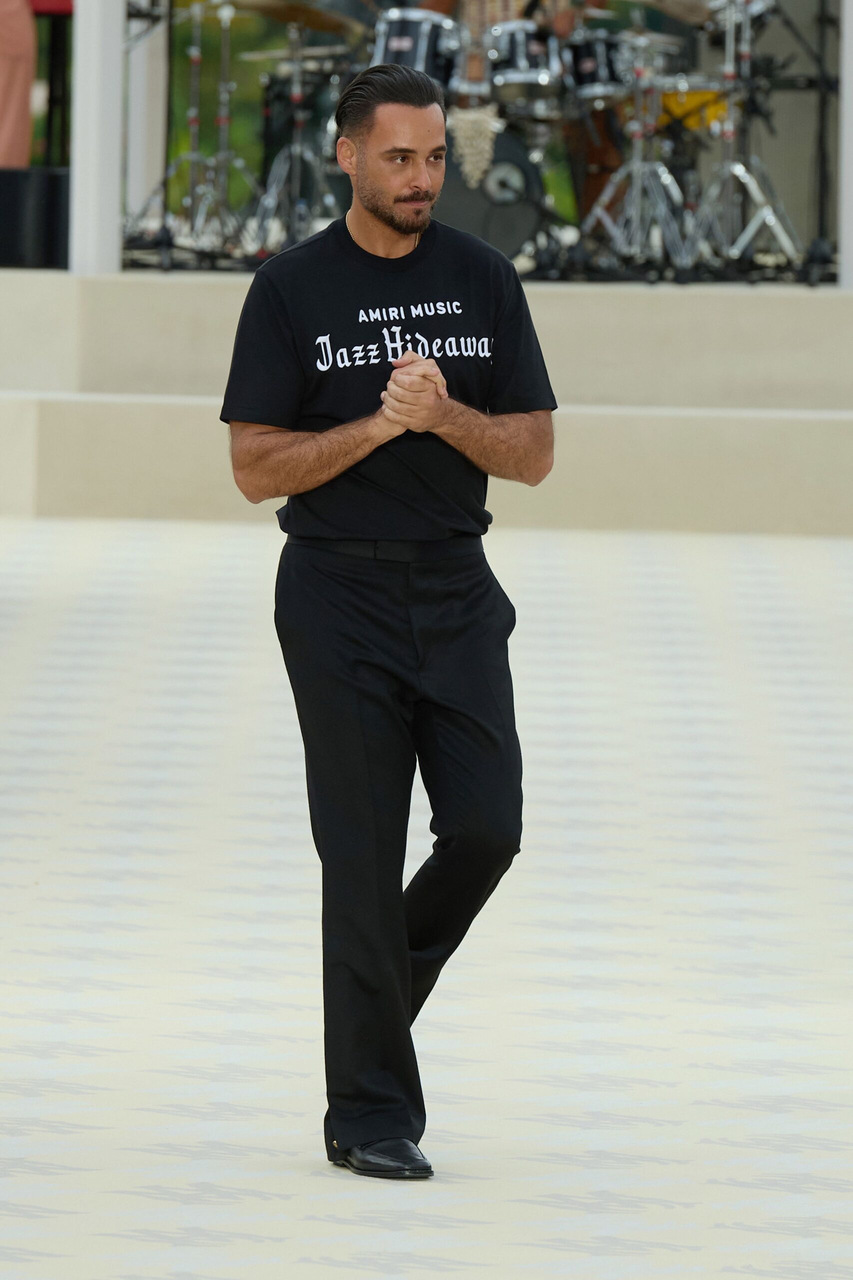 black t-shirt and pants