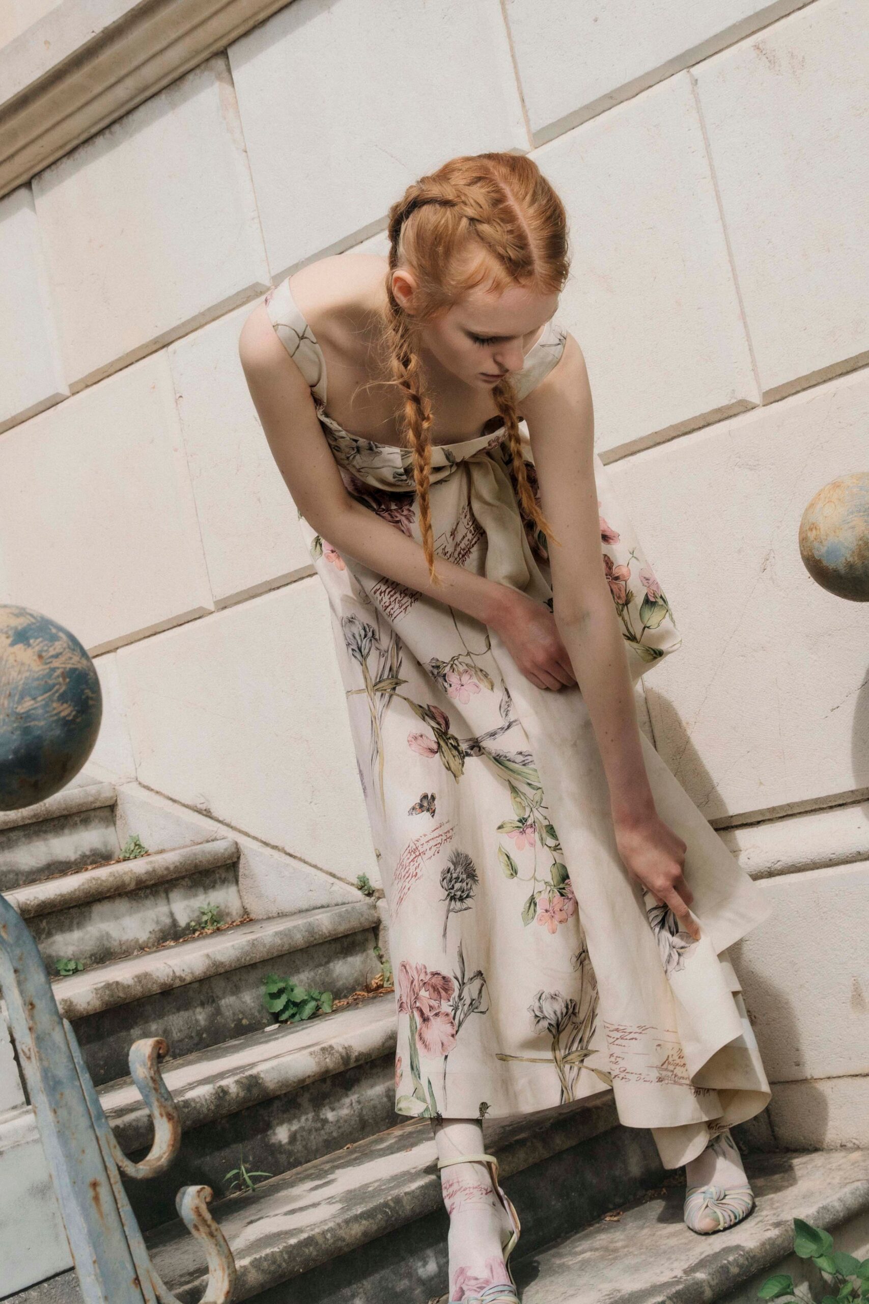 floral maxi dress with open-toe shoes