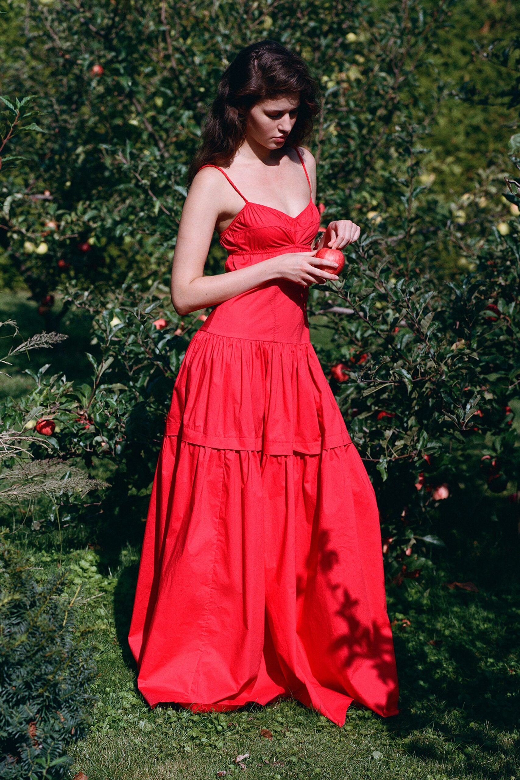 red cotton sleeveless dress