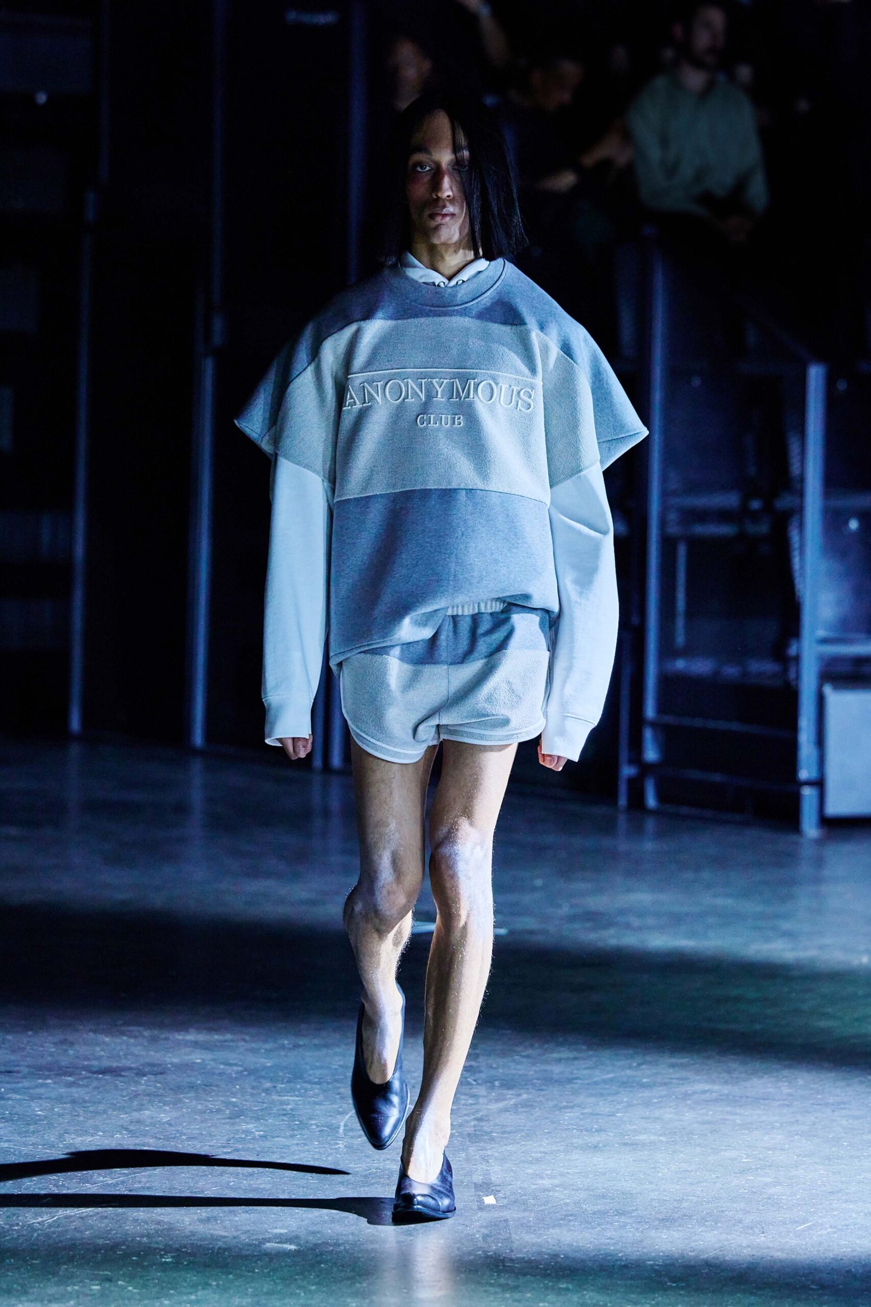 gray cotton short-sleeve hooded oversized hoodie