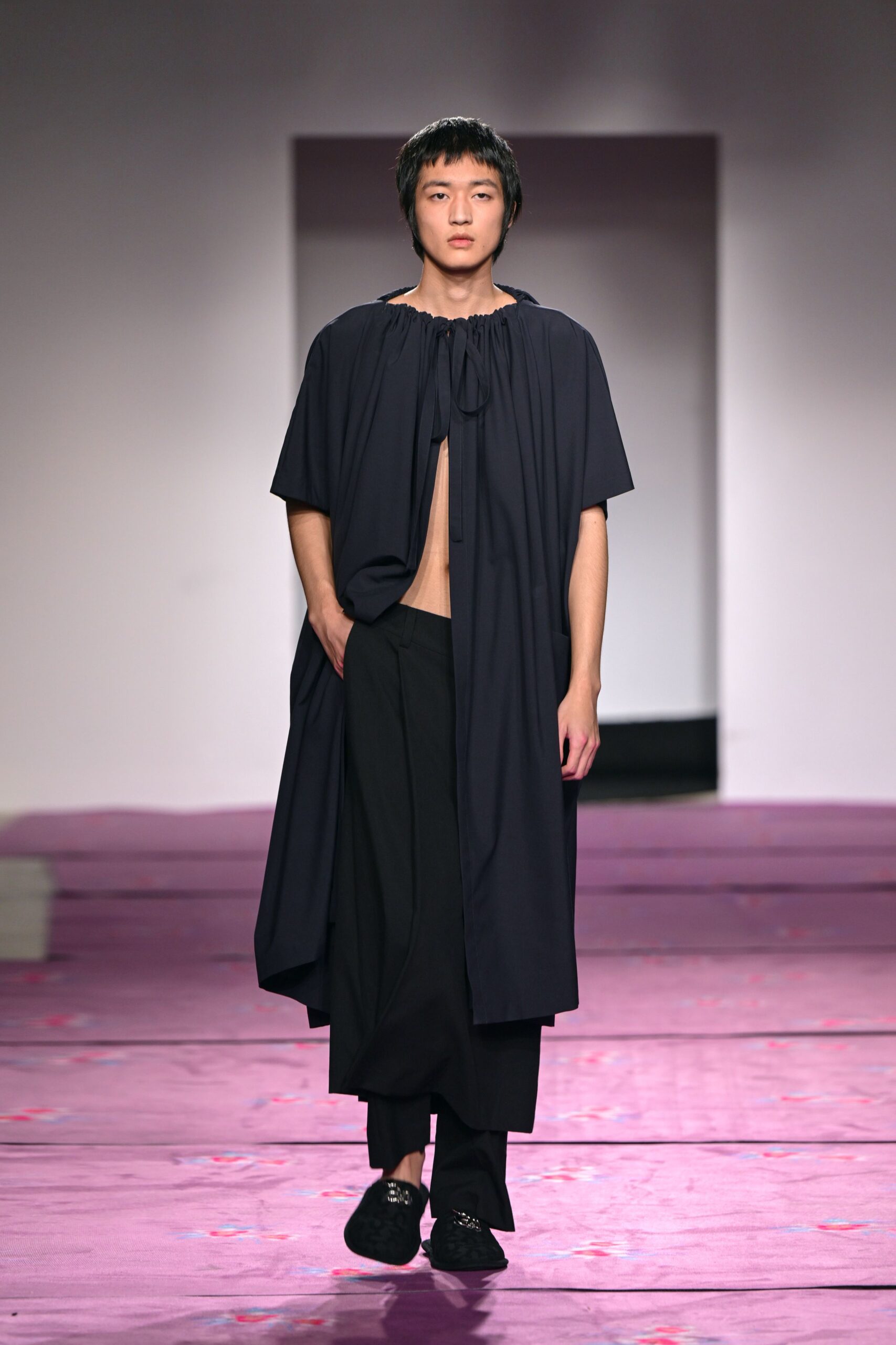 black relaxed maxi dress with pants