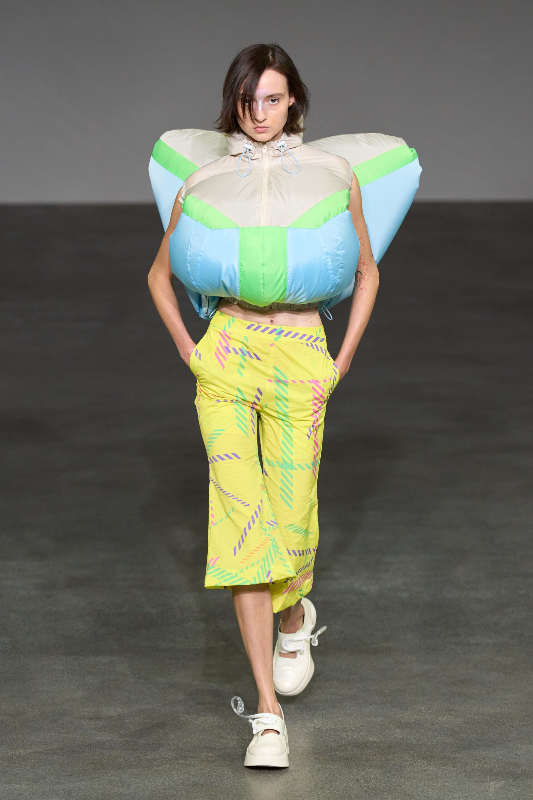 yellow cotton relaxed printed pants