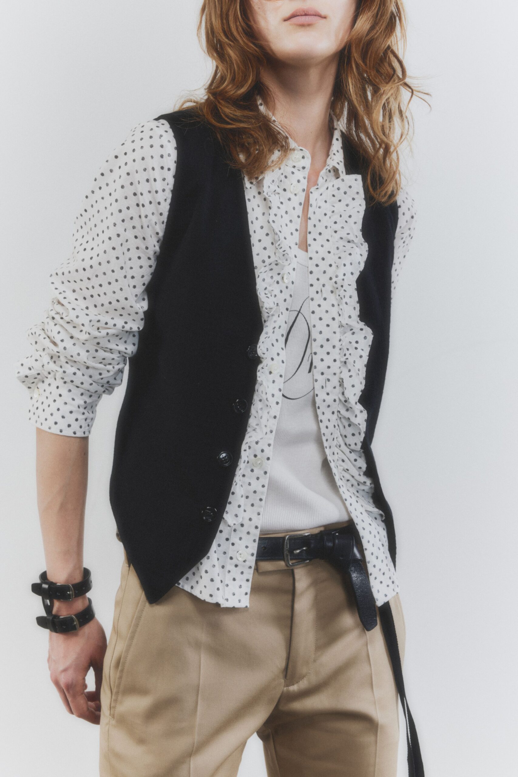 black wool sleeveless v-neck structured buttoned vest