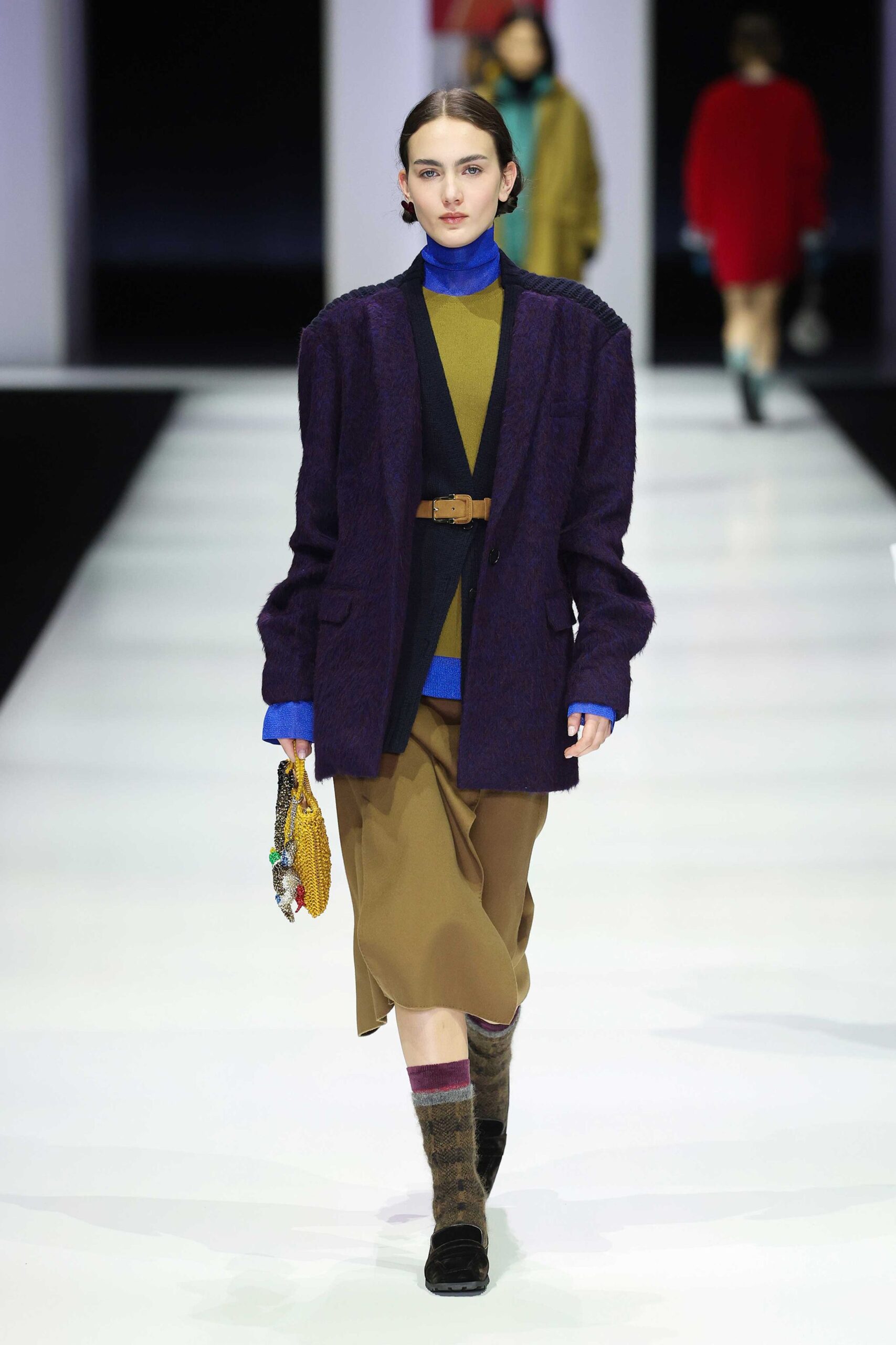 purple wool long-sleeve collared relaxed blazer