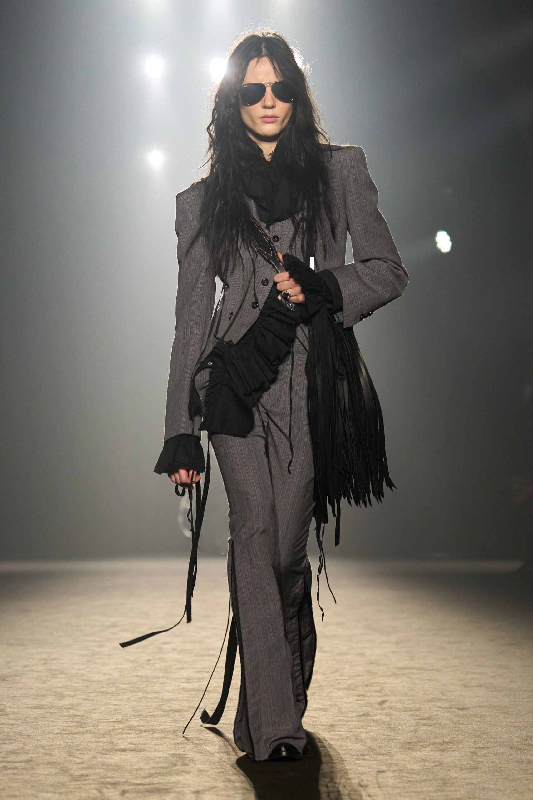 tailored black and gray suit