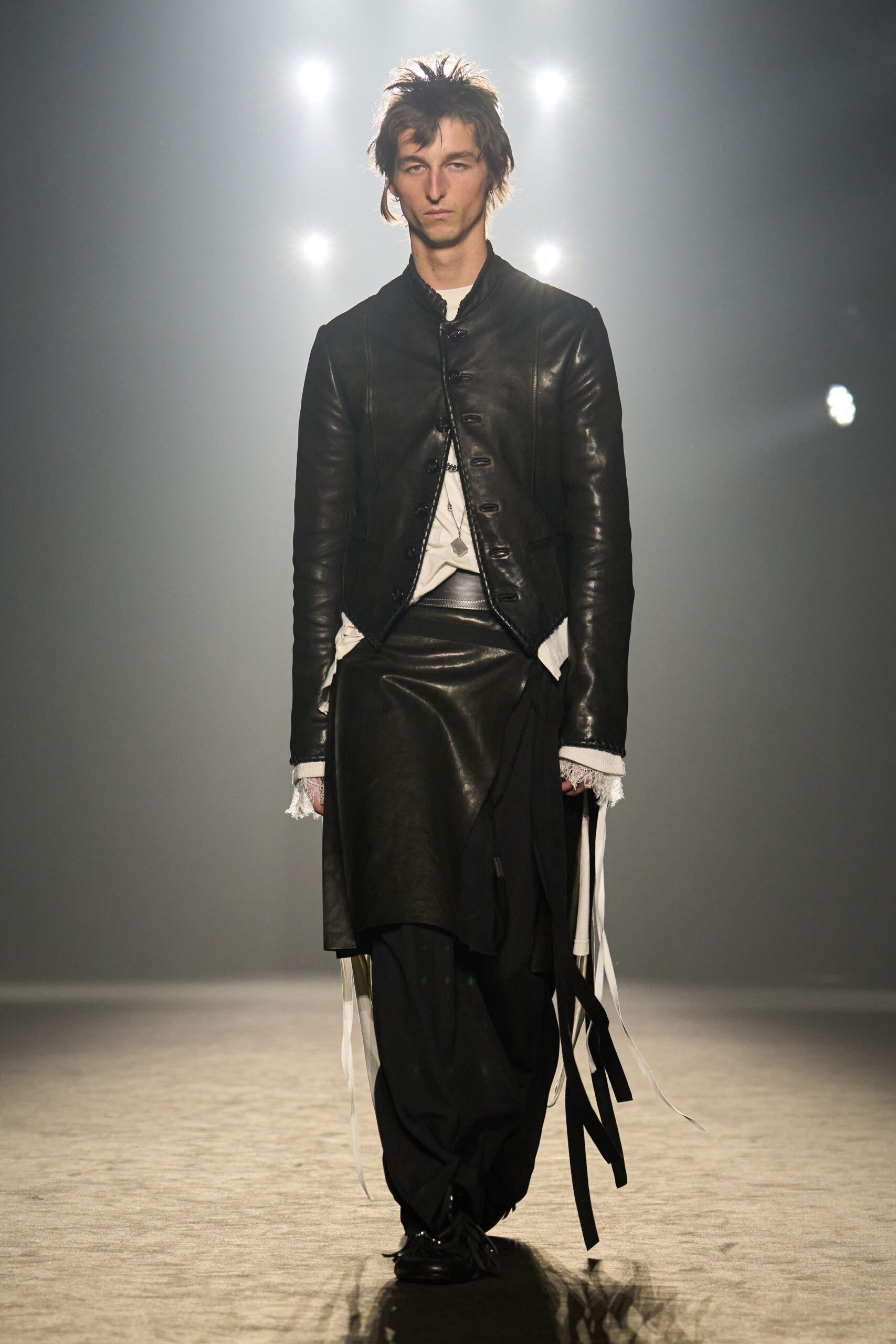 black leather jacket and skirt