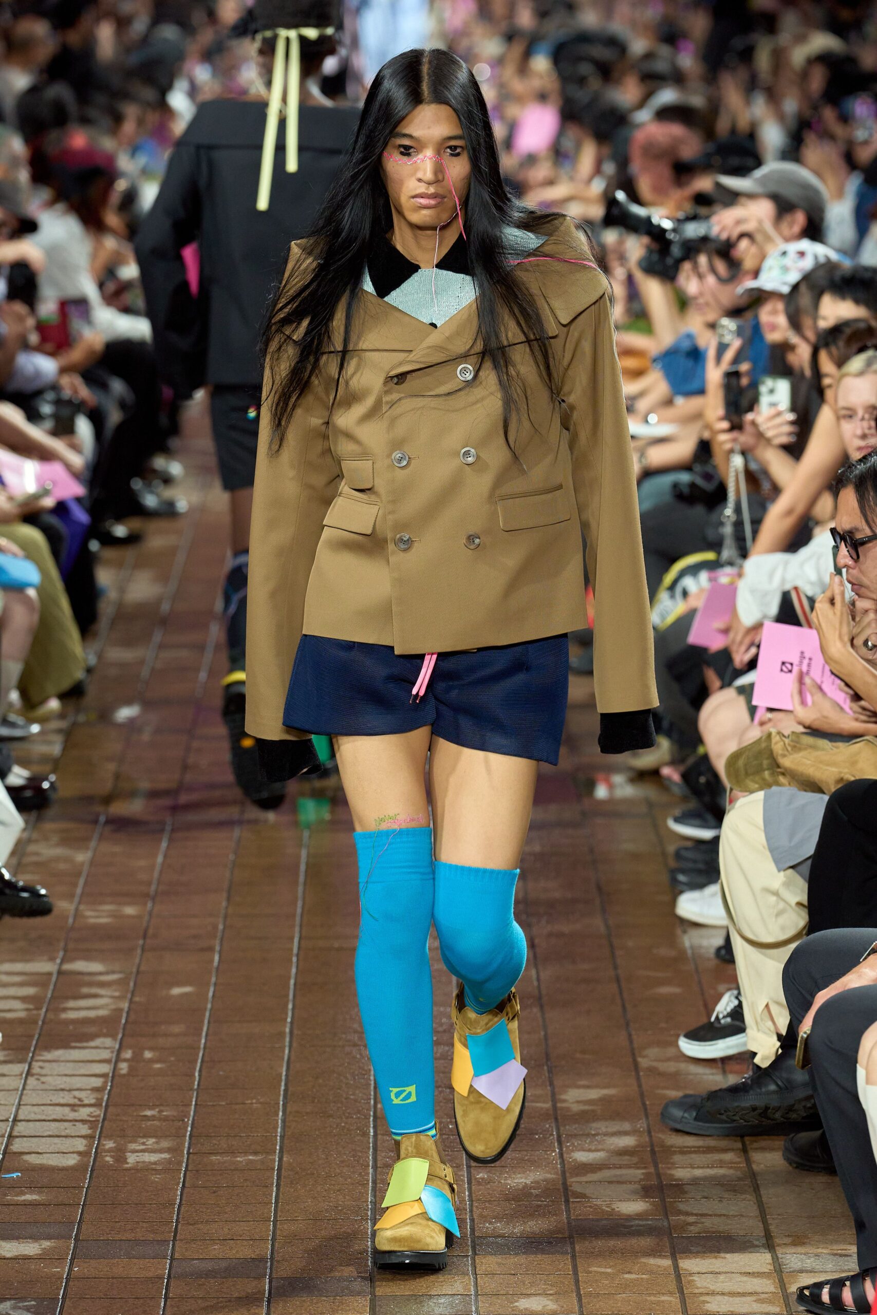 brown cotton long-sleeve collared oversized jacket