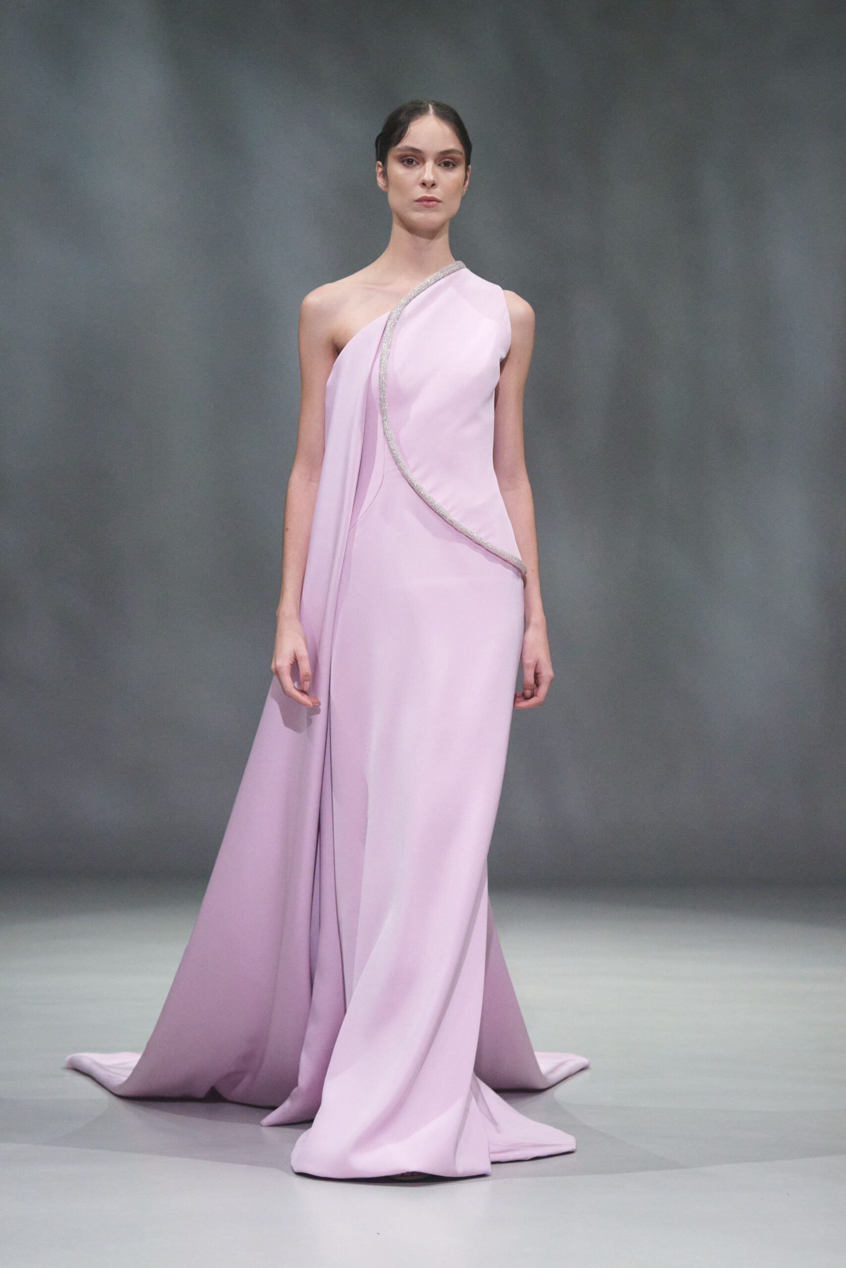 lavender silk sleeveless gown