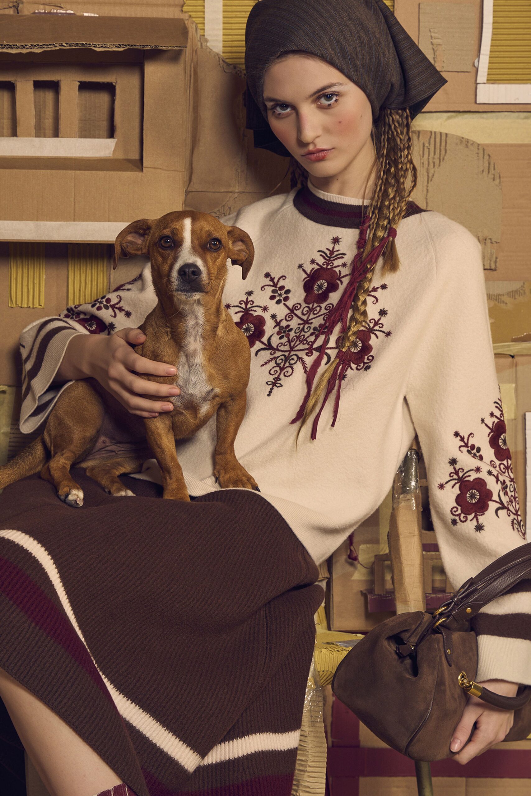 beige wool embroidered sweater