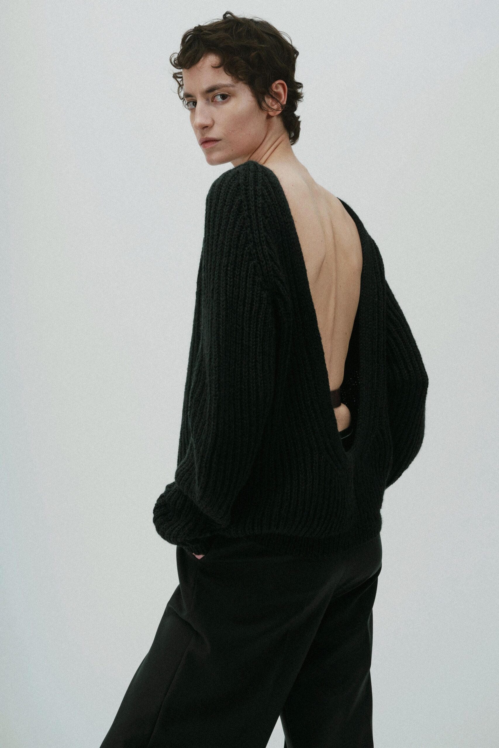 black relaxed sweater and pants