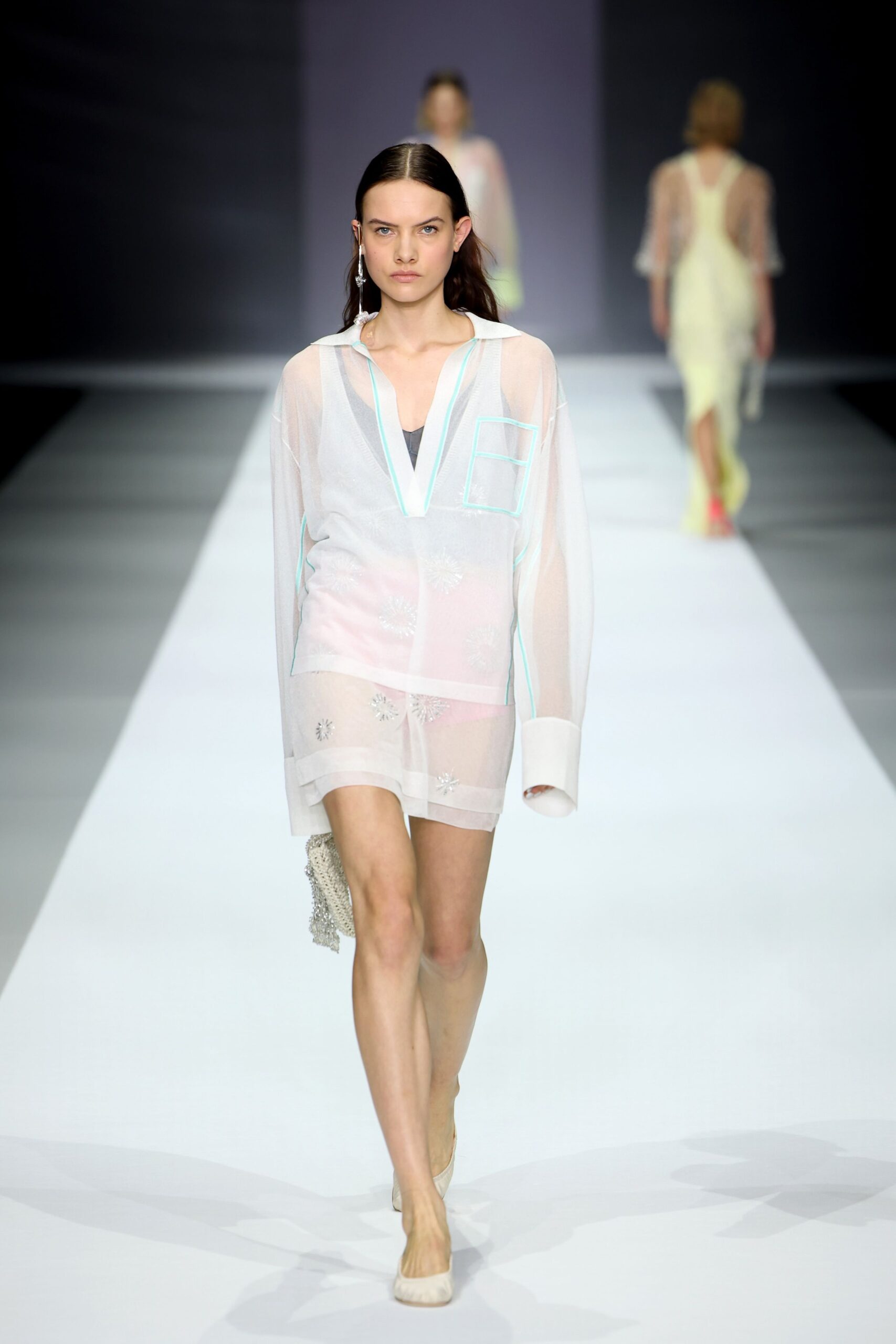 white cotton long-sleeve collared relaxed sheer shirt