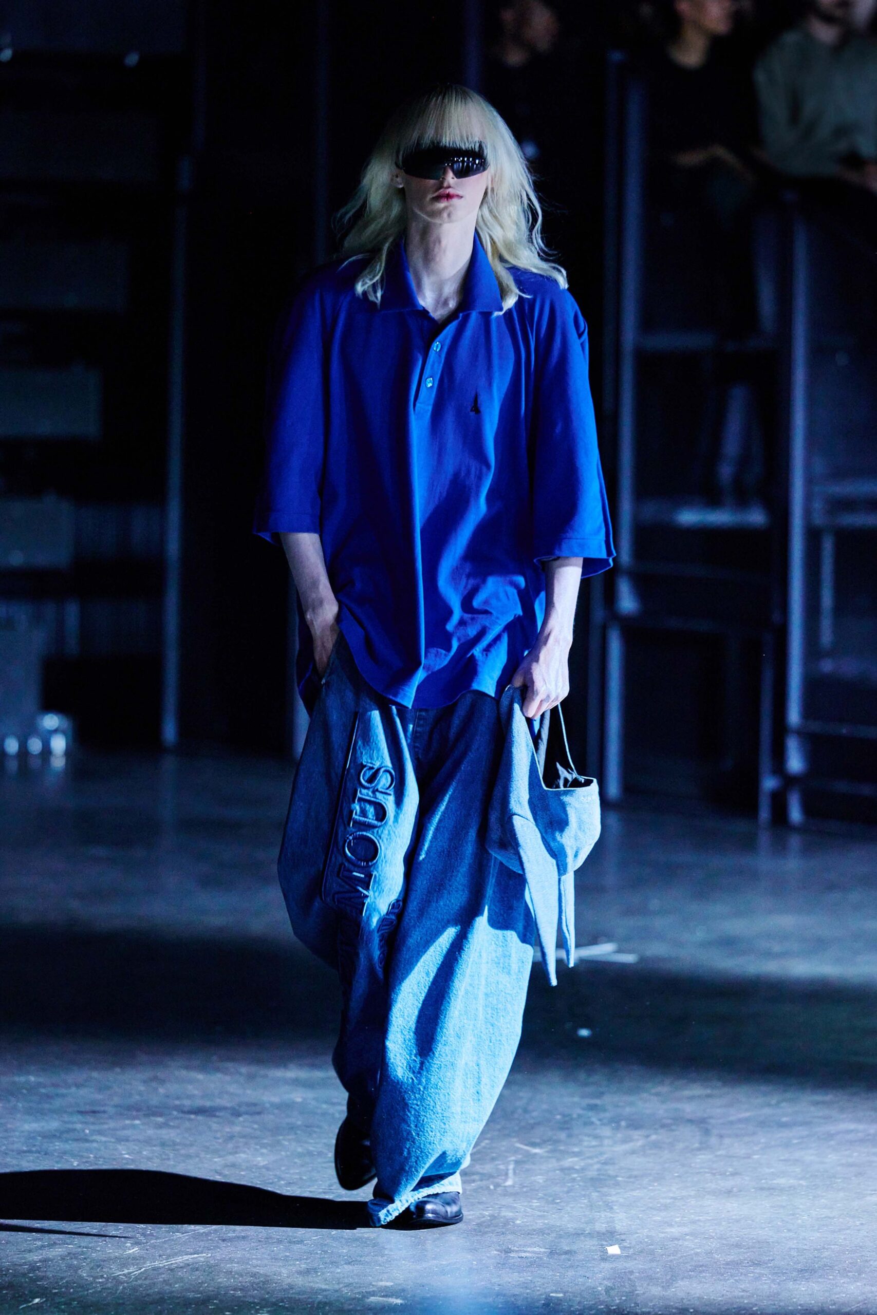 blue cotton shirt and denim pants