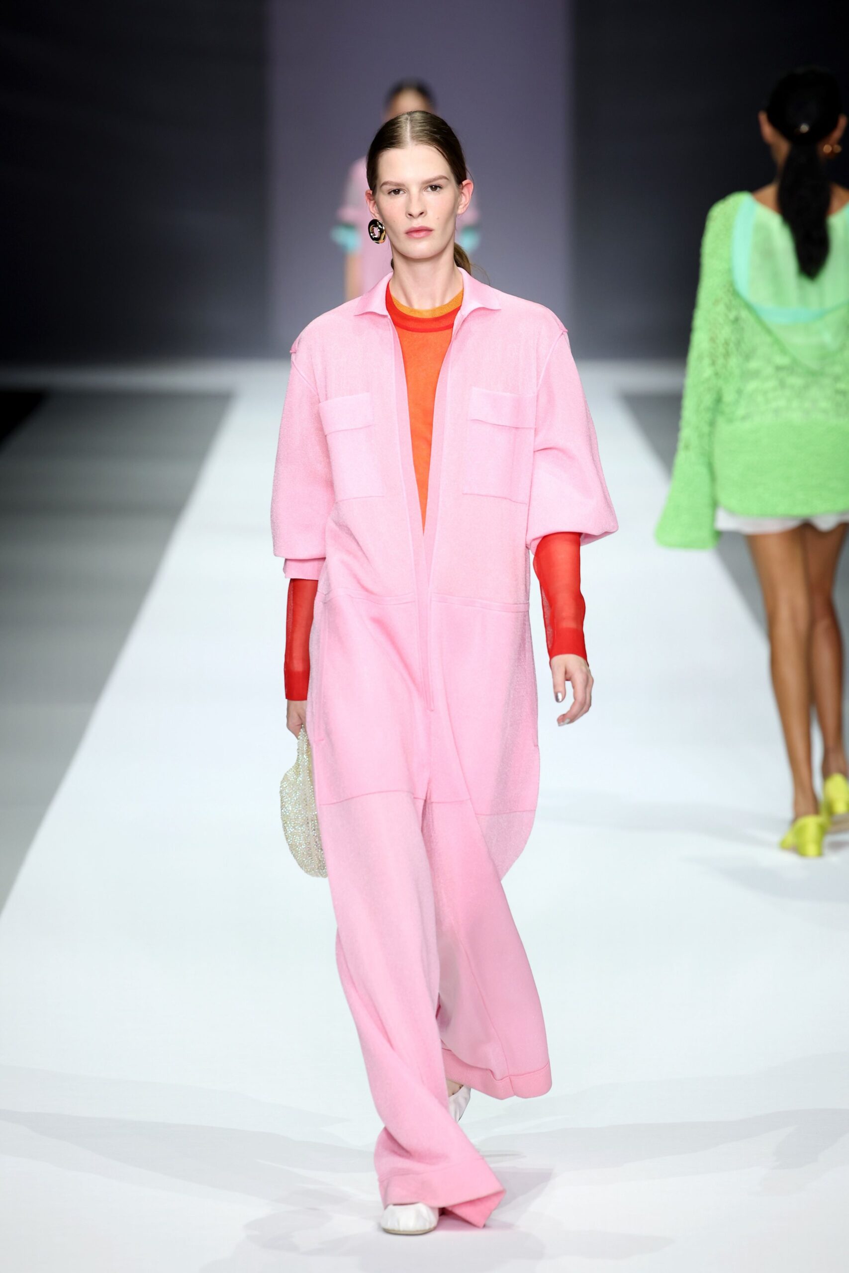pink cotton short-sleeve collared relaxed pockets jumpsuit