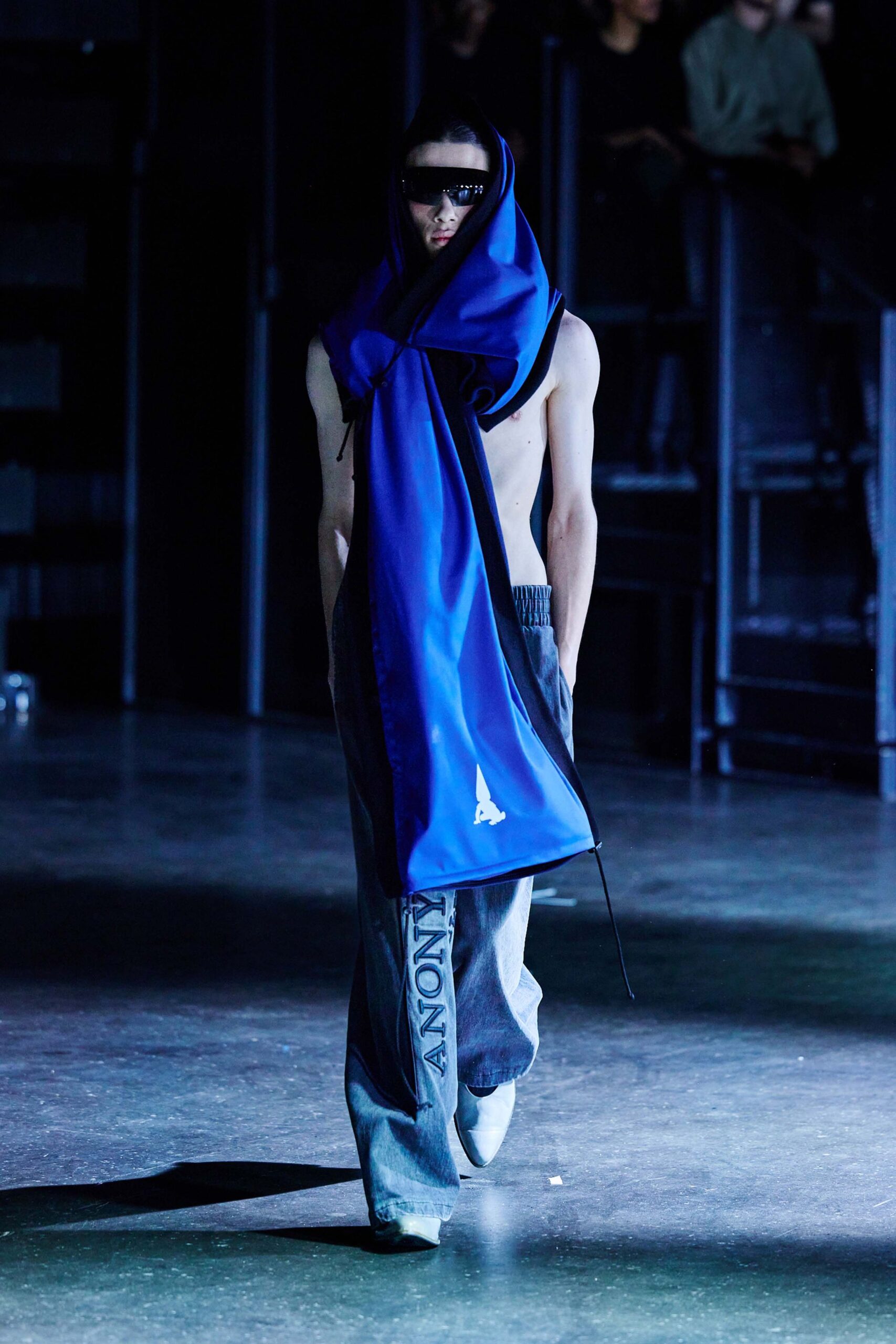 blue cotton oversized cape