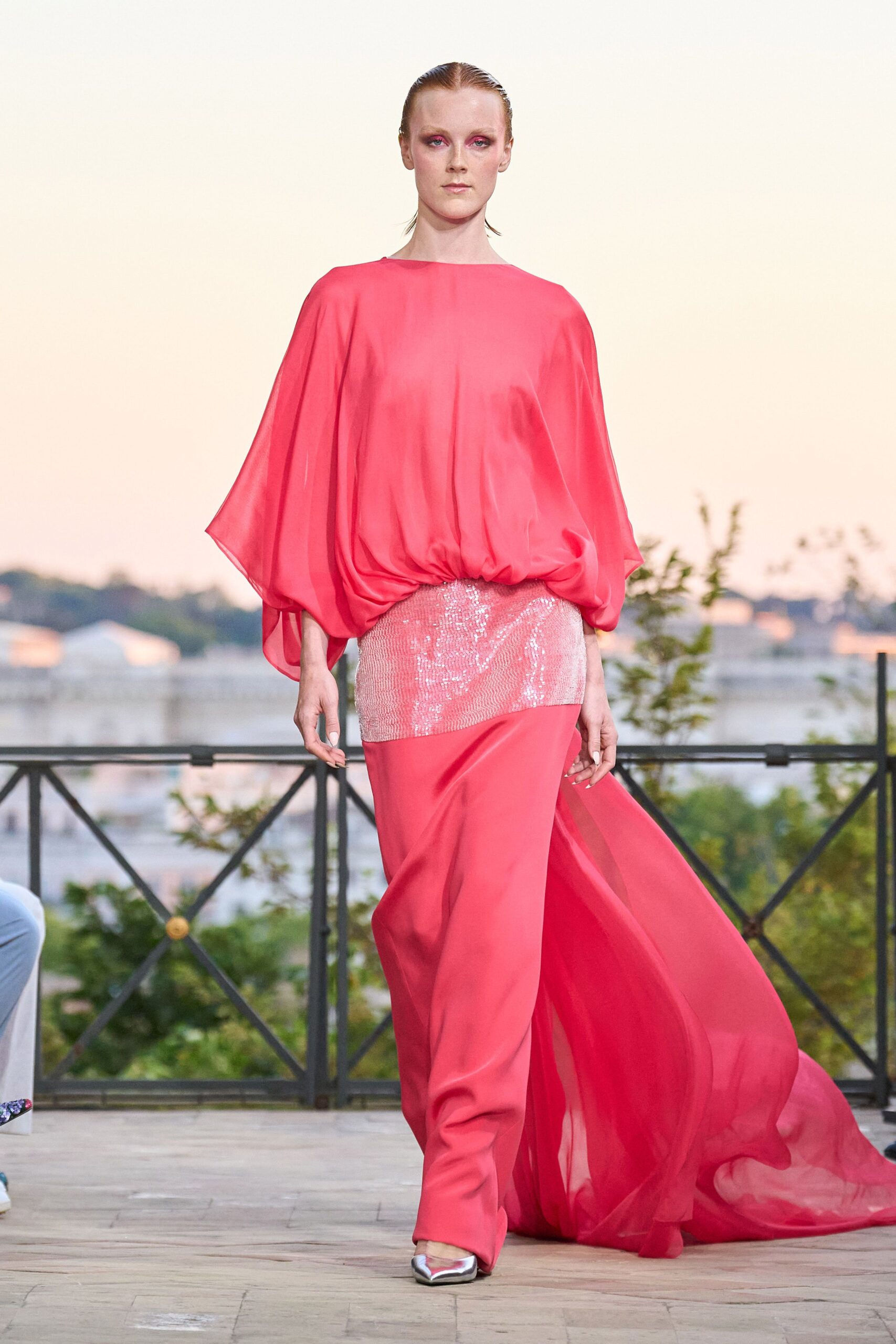 pink silk relaxed maxi dress