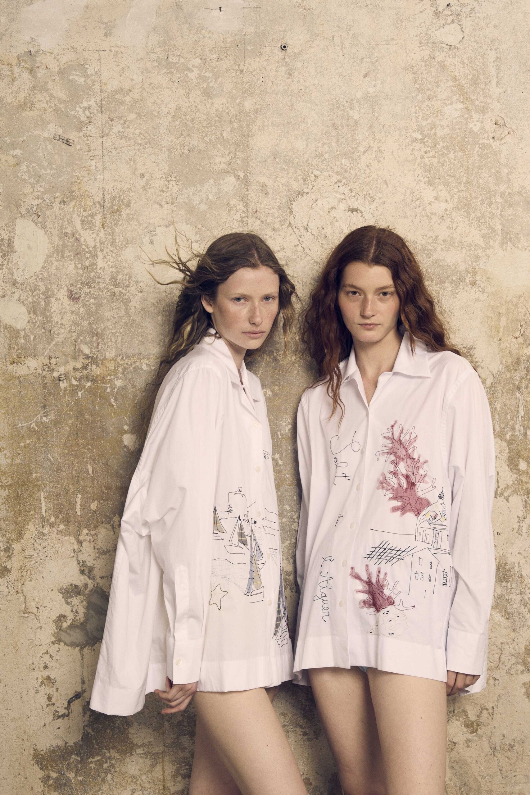 white cotton long-sleeve collared oversized longline shirt
