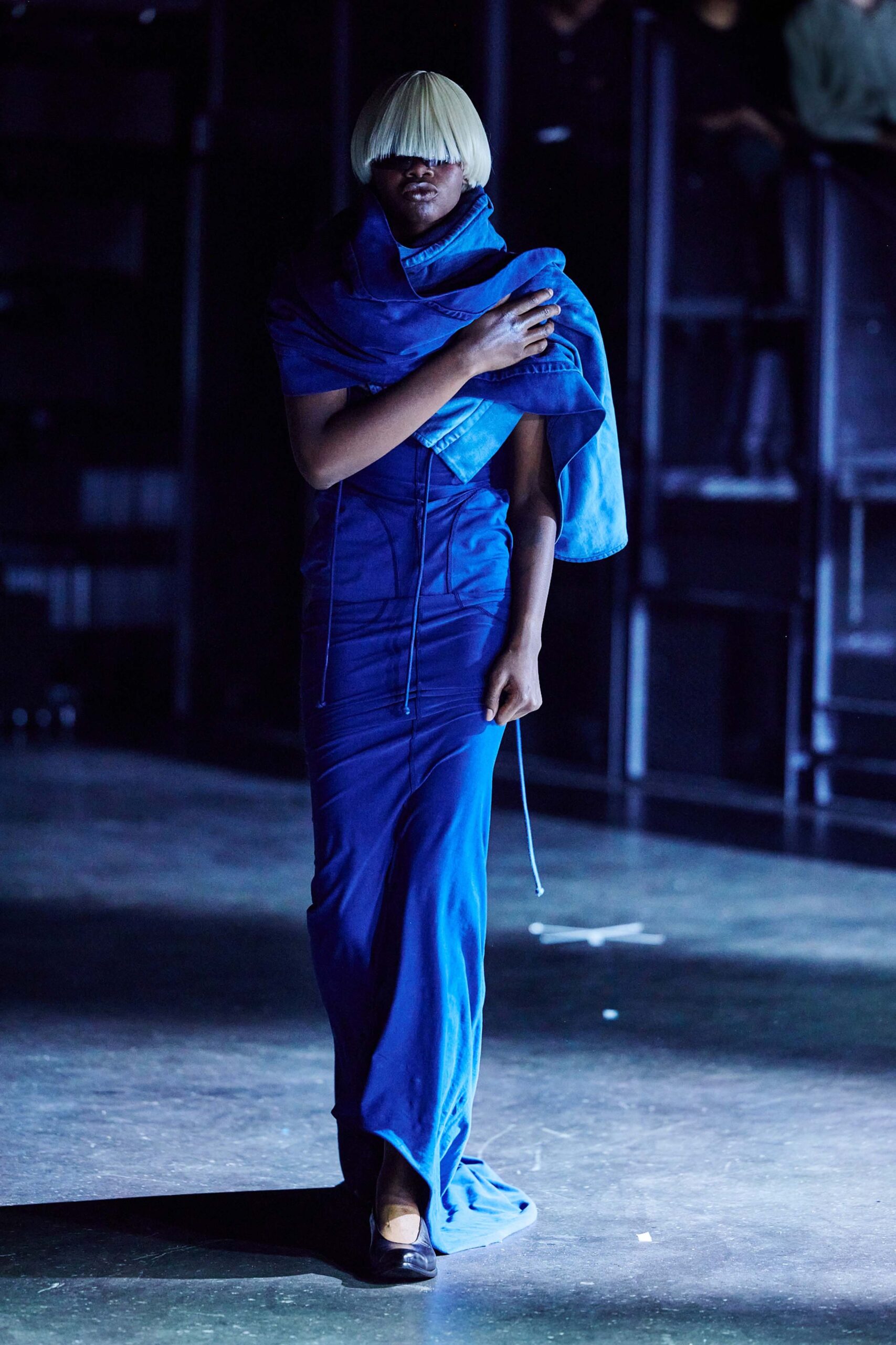 blue silk relaxed layered cape