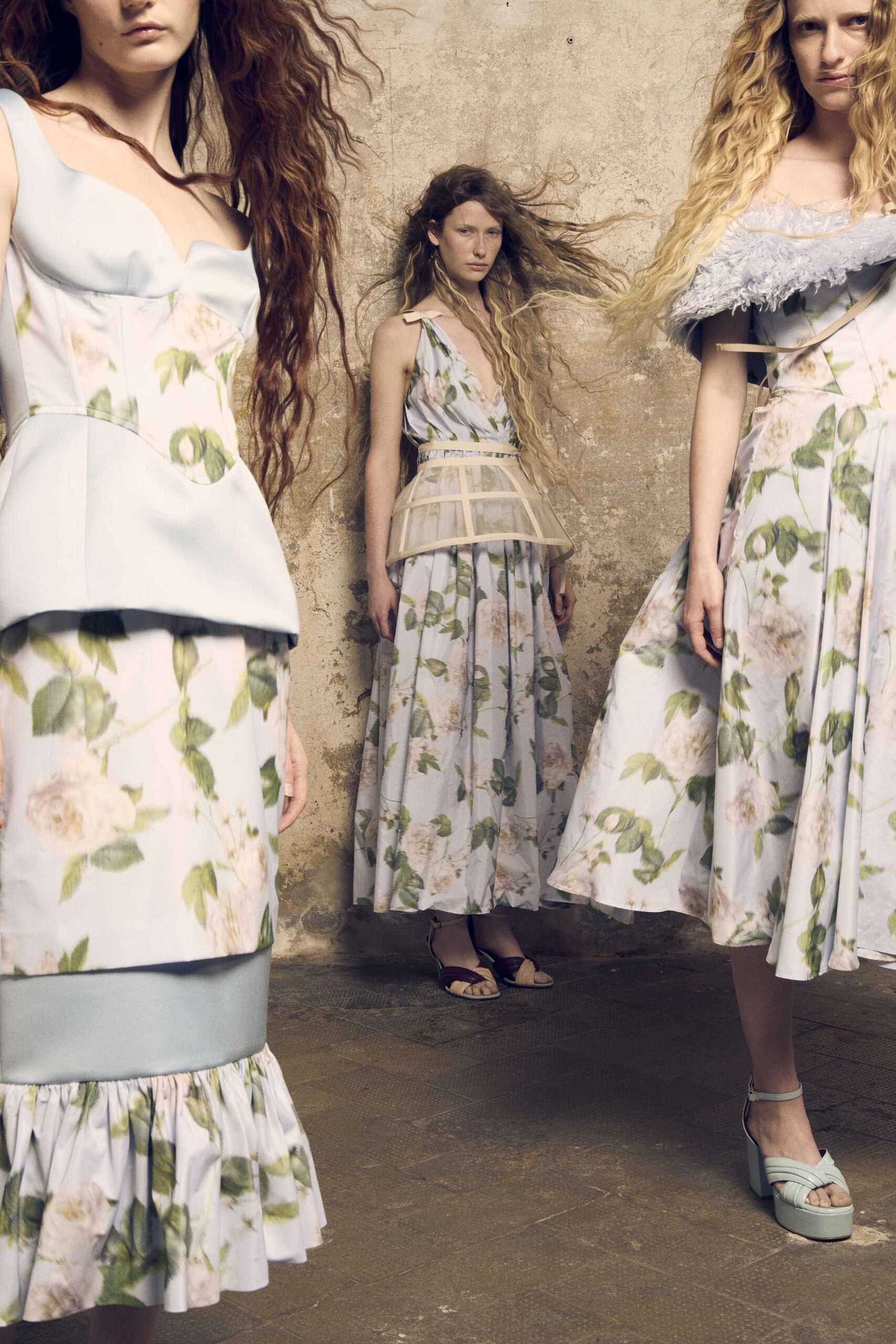floral midi dresses with platform sandals