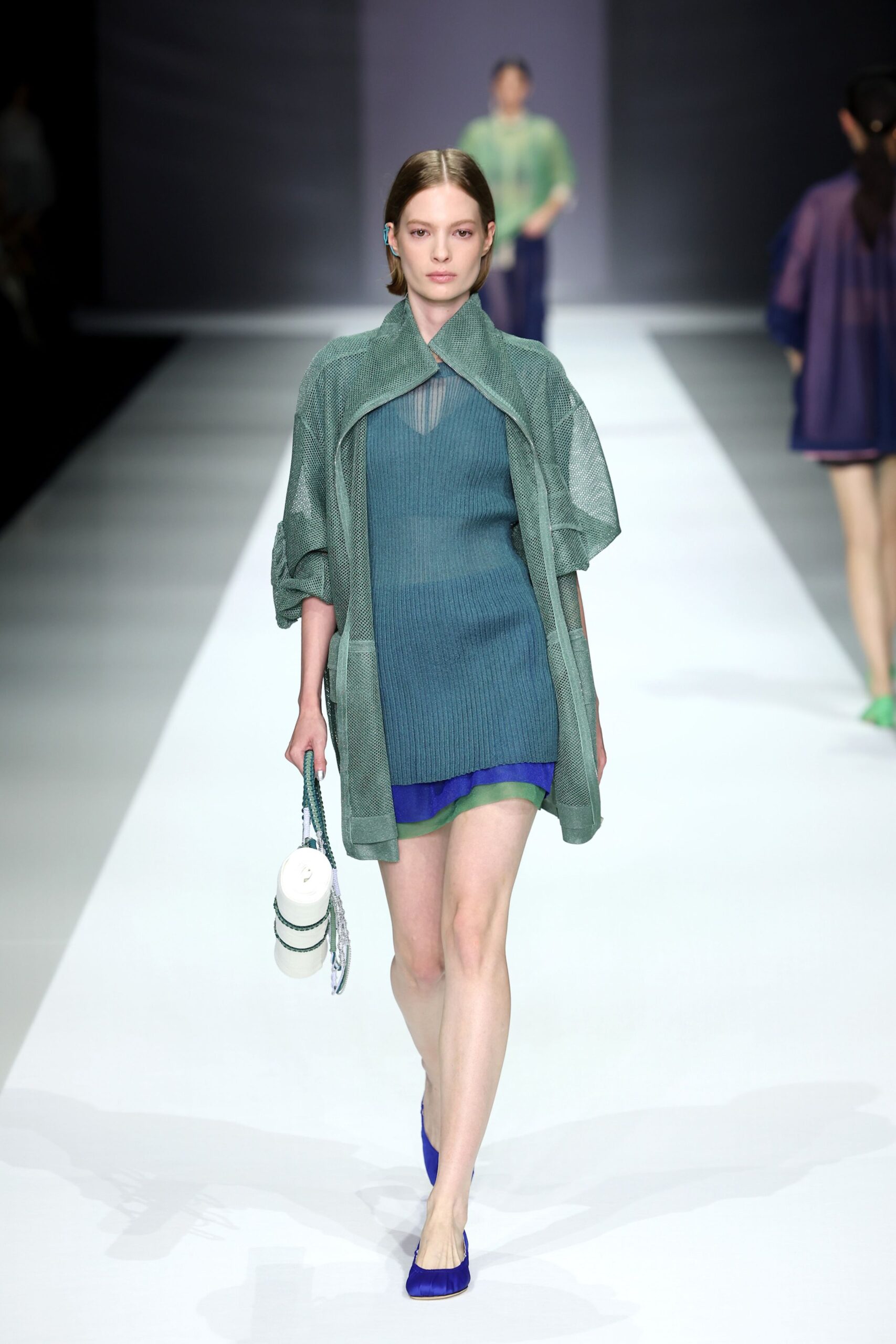 gray mesh long-sleeve relaxed sheer coat